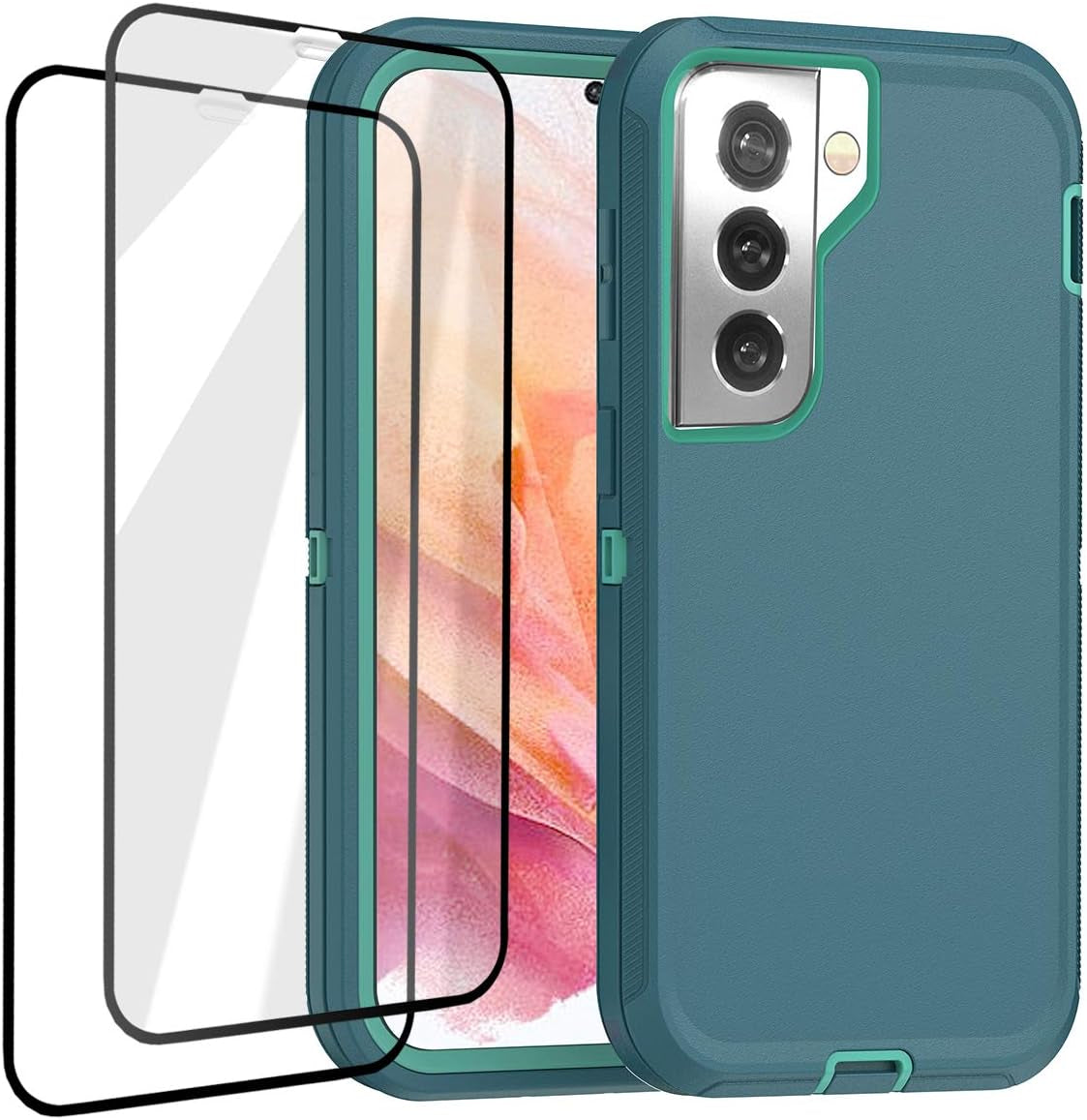 Aicase for Galaxy S21 plus Case with Screen Protector, Heavy Duty Drop Protection Full Body Rugged Shockproof/Dust Proof 3-Layer Military Grade Tough Durable Phone Cover for Samsung Galaxy S21 Plus  AICase Blue/Turquoise Galaxy S21 Plus 