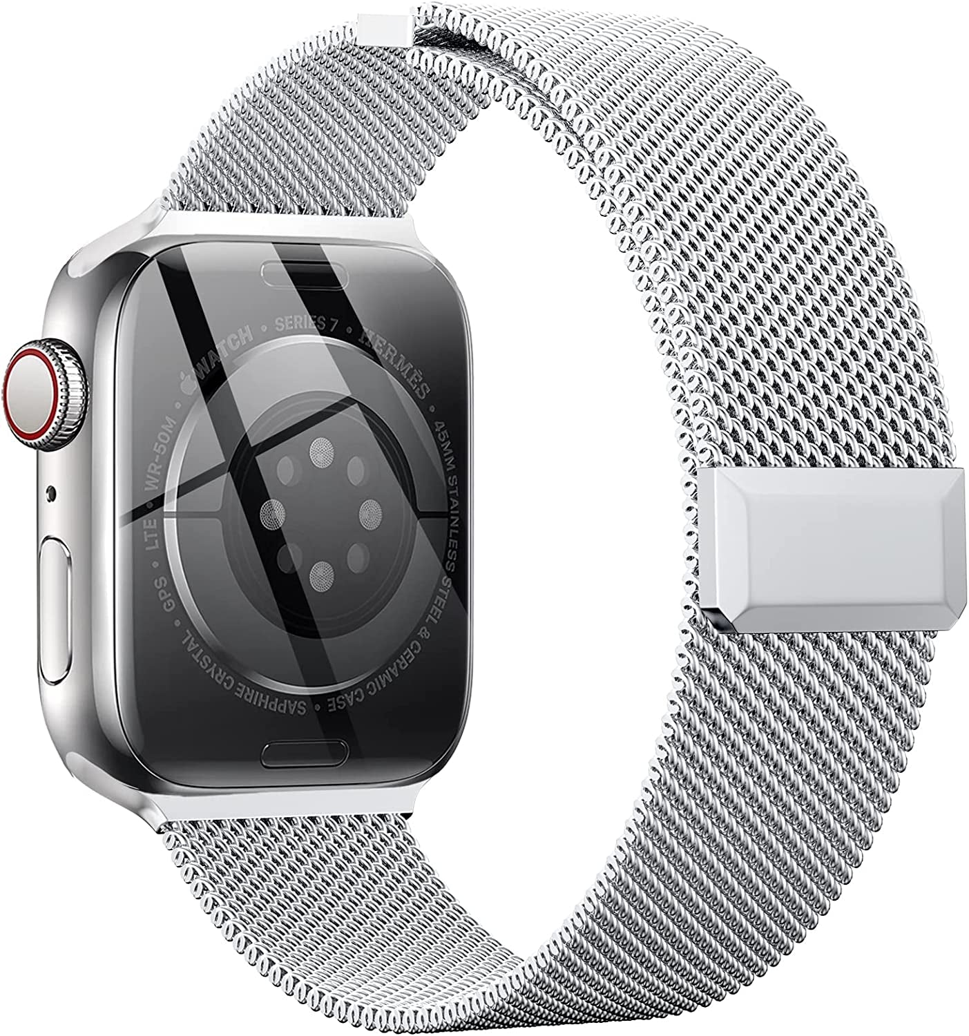 EPULY Compatible with Apple Watch Band 42Mm 44Mm 45Mm 49Mm 38Mm 40Mm 41Mm,Stainless Steel Mesh Loop Magnetic Clasp Bands for Iwatch Ultra Series 8 SE 7 6 5 4 3 2 1 Women Men--49Mm/49Mm/45Mm/44Mm/42Mmm Space Grey.  EPULY Silver 41mm/40mm/38mm 
