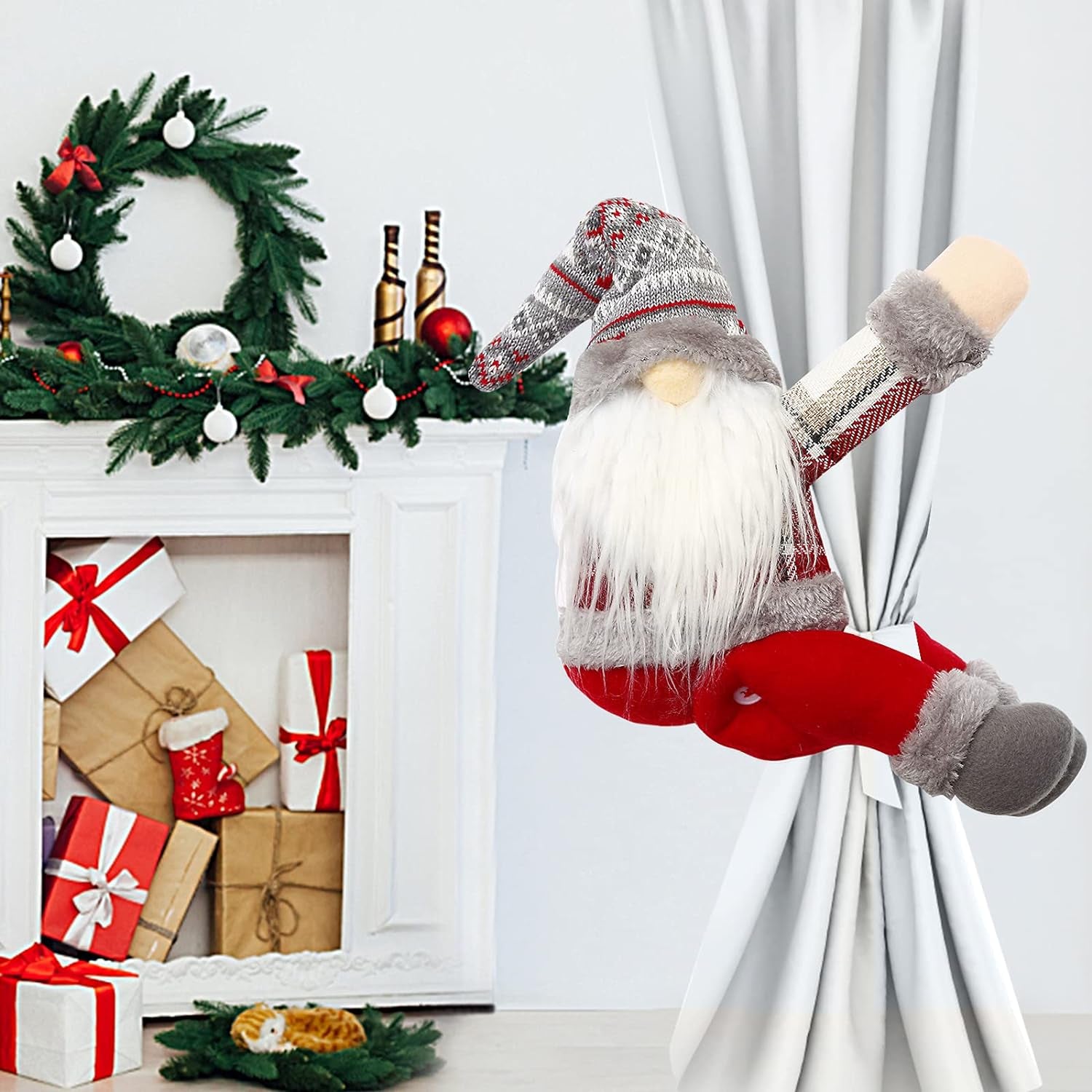 Gnome Tree Topper, Gnome Christmas Tree Topper, Gnome Christmas Decorations, Christmas Gnome Tree Topper Can Be Used as a Christmas Tree Gnome Decorations.(Grey)  SENKENA   