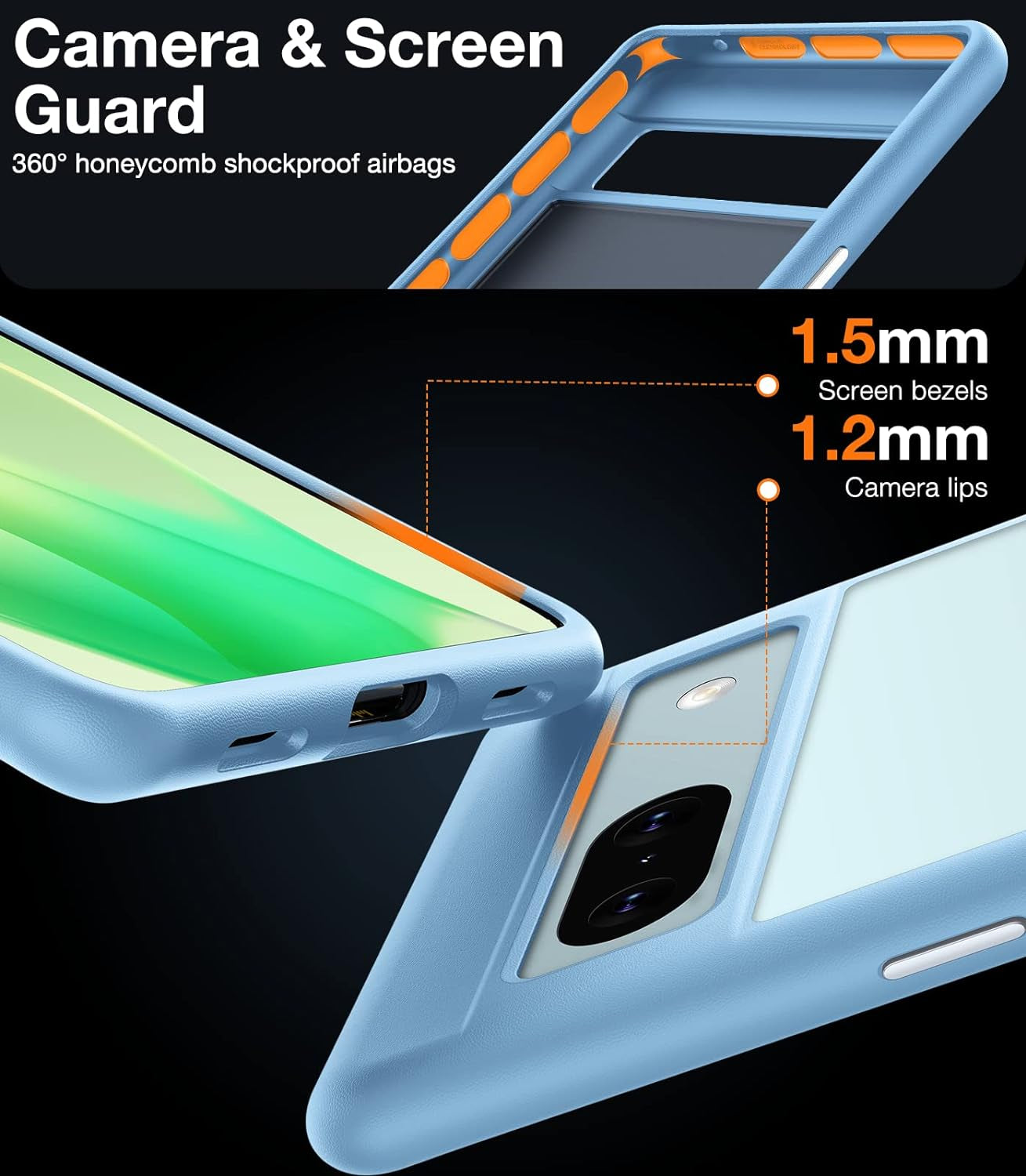 TORRAS Shockproof Designed for Google Pixel 7A Case, [Military Grade Drop Tested] Translucent Slim Protective Matte Hard Back & Soft Edge Cover Phone Case for Google 7A Case 5G, Light Blue  TORRAS   