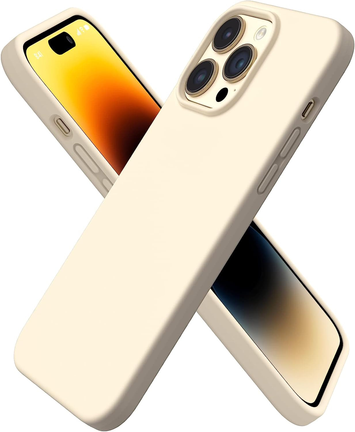 ORNARTO Compatible with Iphone 14 Pro Max Case 6.7, Slim Liquid Silicone 3 Layers Full Covered Soft Gel Rubber Phone Case Protective Cover with Microfiber Lining 6.7 Inch-Baby Yellow  ORNARTO   