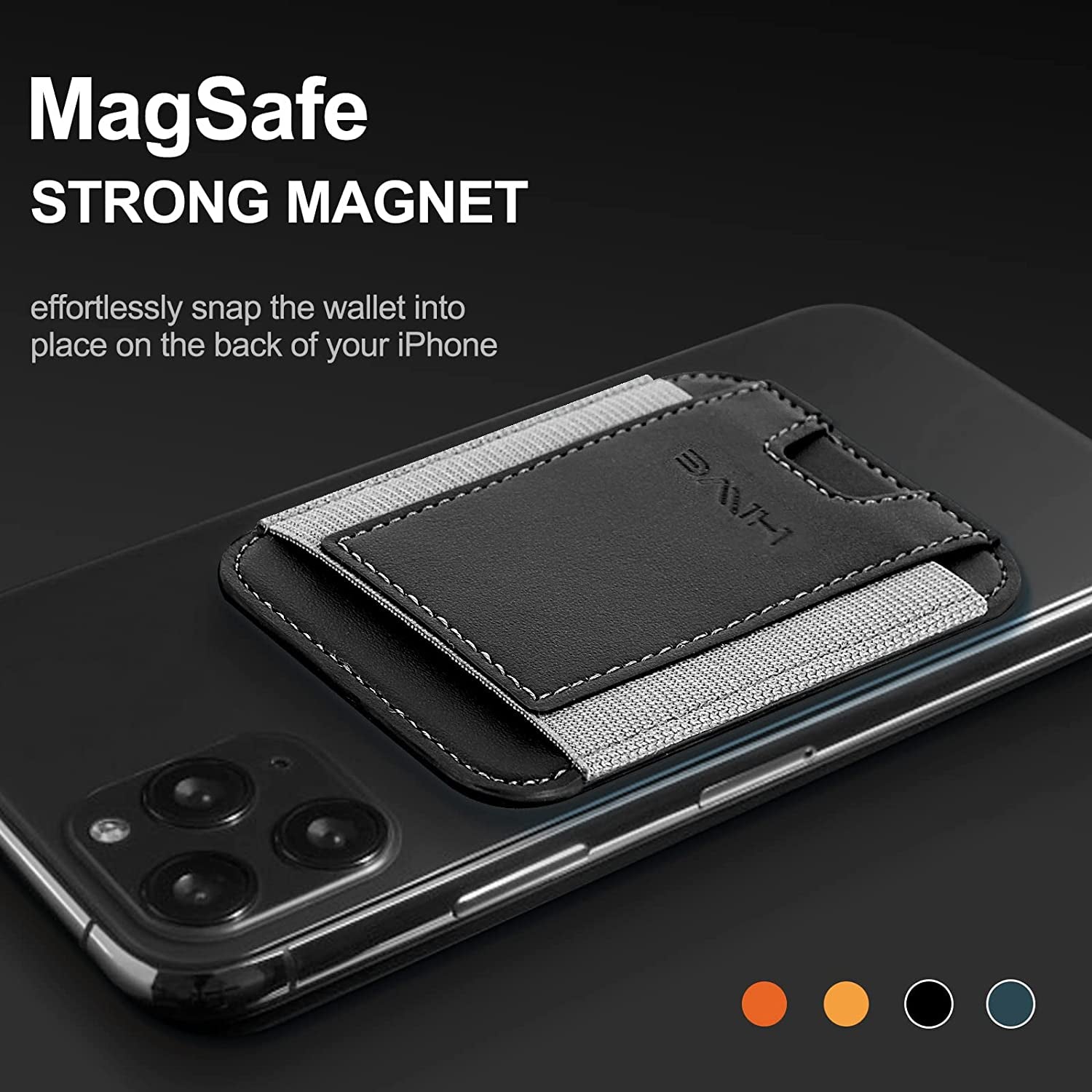 Magnetic Card Wallet Holder for Apple Magsafe, Magnetic Card Holder Magsafe for Iphone 12 Iphone 13/14 Magsafe Wallet, Mag-Safe Leather Wallet for Back of Iphone 14/13/ 12 Series, Fit 6 Cards, Black  HiWe   
