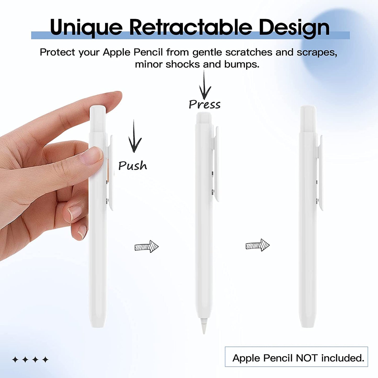 Timovo Holder Case Fit Apple Pencil 1St Generation, Retractable Tip Cap Protective Pencil Sleeve Cover with Sturdy Clip for Apple Pencil 1St Gen - White  TiMOVO   