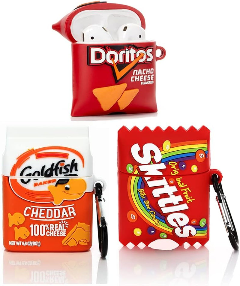 (3Pack) Case for Airpods 1 and Airpods 2, BGAANM Cartoon Silicone Case Protective Cover with Cute Funny Skin Design, with Keychain (Juice+Icecream+Bottle)  BGAANM Candy1+Candy2+Candy3  