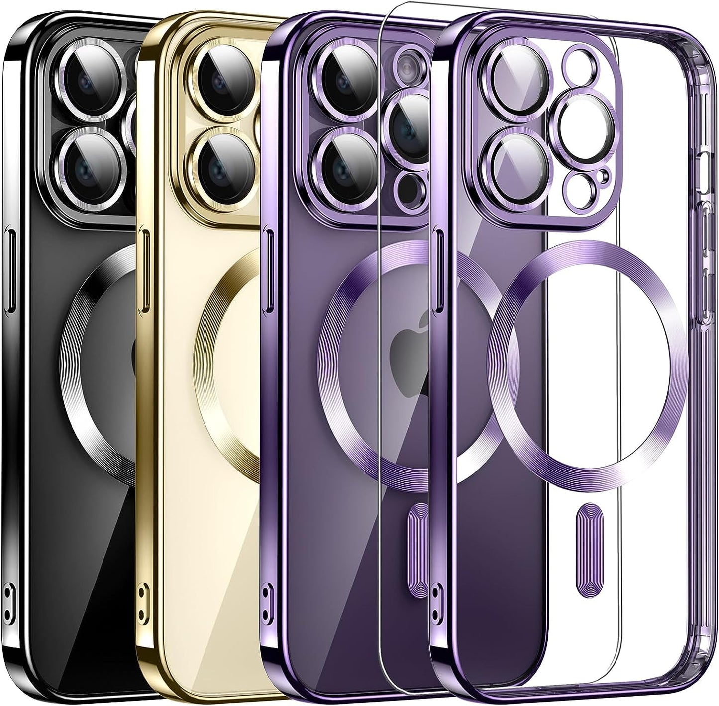 Magnetic Clear for Iphone 14 Pro Max Case with Magsafe [Integrated Camera Glass] Women Phone Case [Original Iphone Exterior] Silicone Cover Slim Thin [Non-Yellowing] Anti-Fingerprint Scratch Men  DOSNTO A-Purple Iphone 14 Pro Max 6.7 Inch 
