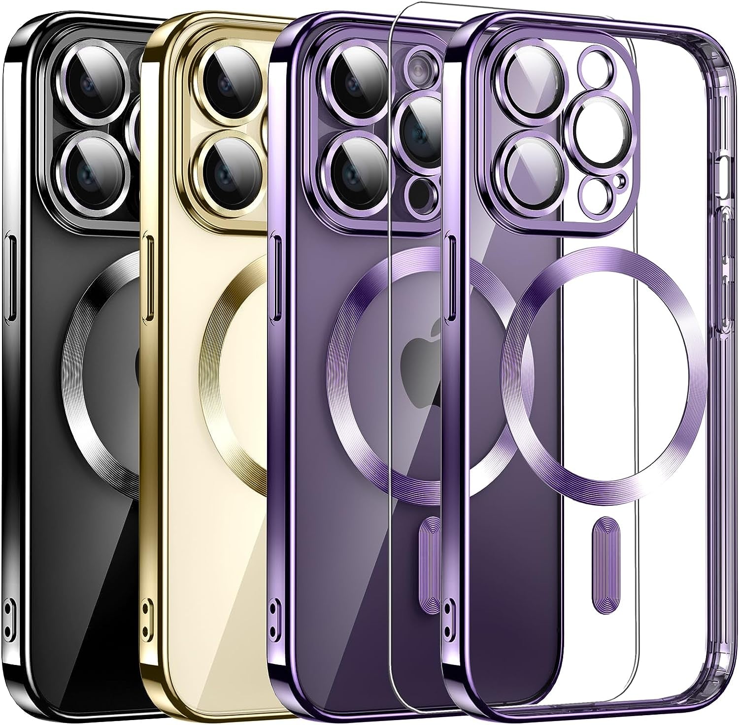 Magnetic Clear for Iphone 14 Pro Max Case with Magsafe [Integrated Camera Glass] Women Phone Case [Original Iphone Exterior] Silicone Cover Slim Thin [Non-Yellowing] Anti-Fingerprint Scratch Men  DOSNTO A-Purple Iphone 14 Pro Max 6.7 Inch 