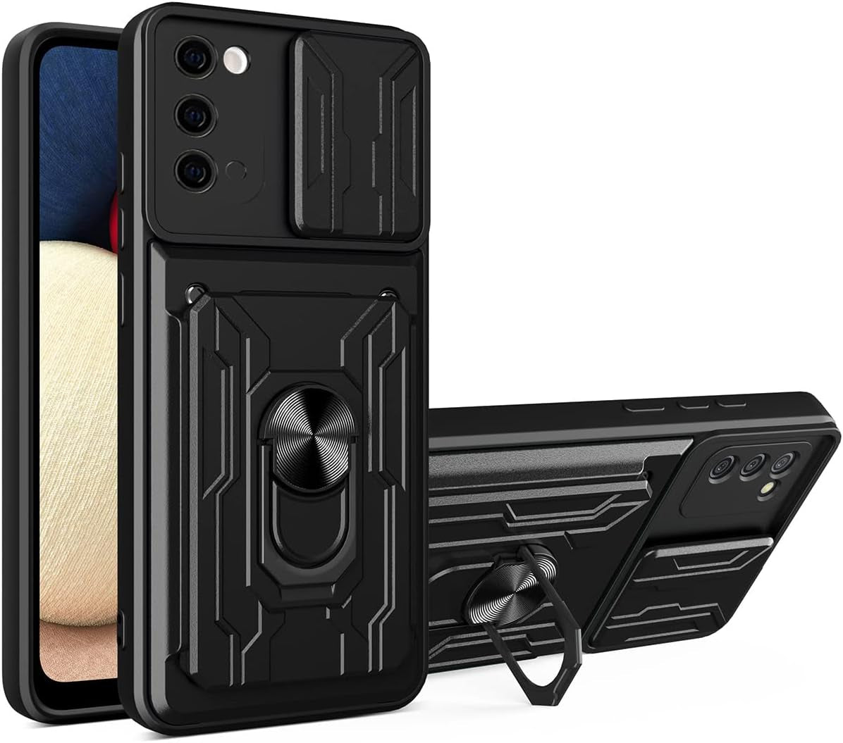 Ccsmall Case for Samsung Galaxy Note 20 5G with Card Holder, Heavy Duty Protection Phone Case with Magnetic Ring Kickstand Slide Camera Cover for Samsung Galaxy Note 20 4G/5G LJK White  CCSmall Black Samsung Galaxy Note 20 5G 