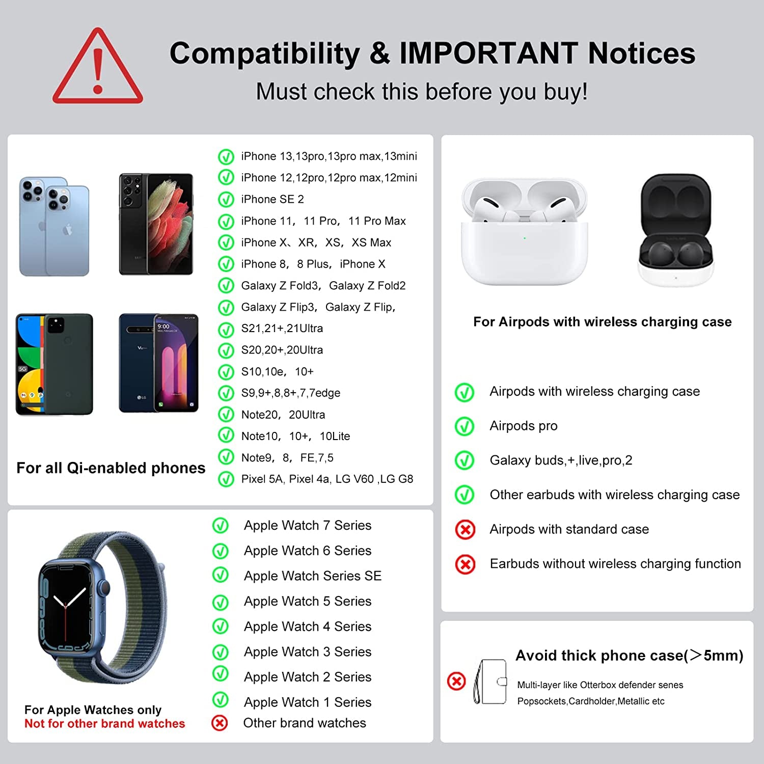 Aukvite 3 in 1 Wireless Charging Station Apple, Wireless Watch Charger Dock for Iwatch Series 8 7 6 5 4 3 2 Airpods, Phone Charger Stand Compatible with Iphone 14 Pro Max 13 12 Pro Samsung S22(Black)  Shenzhen Xuanfeng Innovations Technology Co., Ltd.   