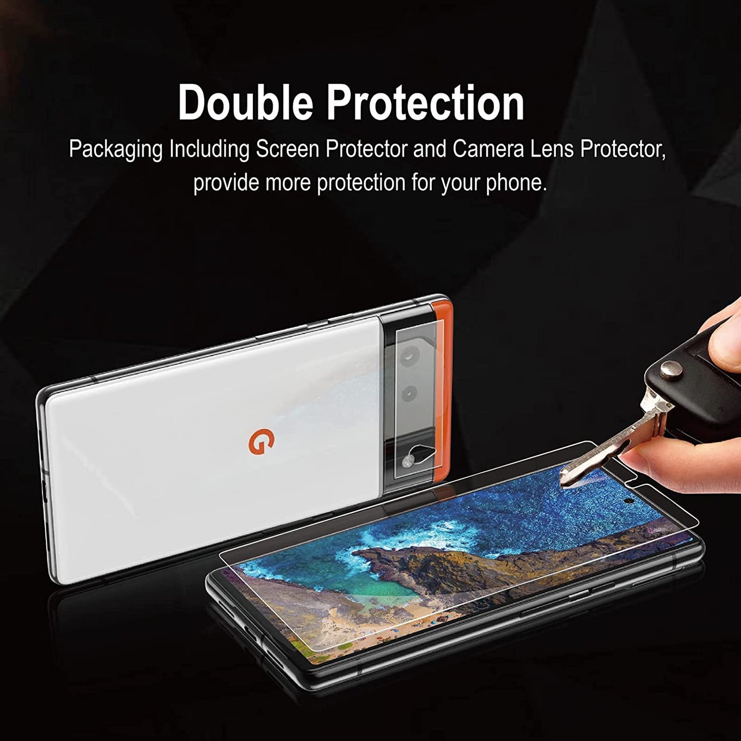 Pixel 6 Screen Protector Tempered Glass with Camera Lens Protector for Google Pixel 6 [Fingerprint Unlock][Anti-Scratch][6.4 Inch][2+ 2 Pack ]  AACL   