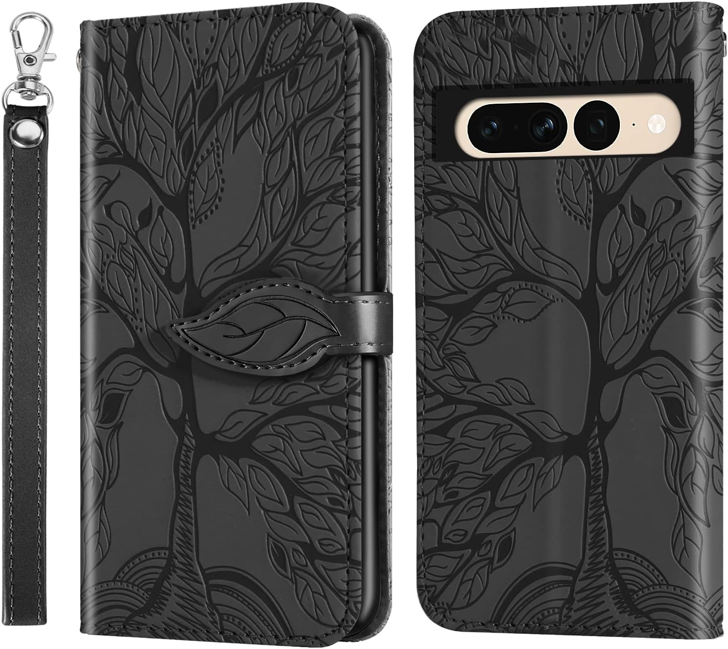 Varohix Google Pixel 6 Wallet Case with Card Holder/Slot,Pu Leather Folio Flip Shell [Kickstand][Magnetic Closure][Wrist Strap] Shockproof Cover Fit Google Pixel 6(6.4''),Brown  Varohix Black Google Pixel 7 Pro(6.7 Inch) 