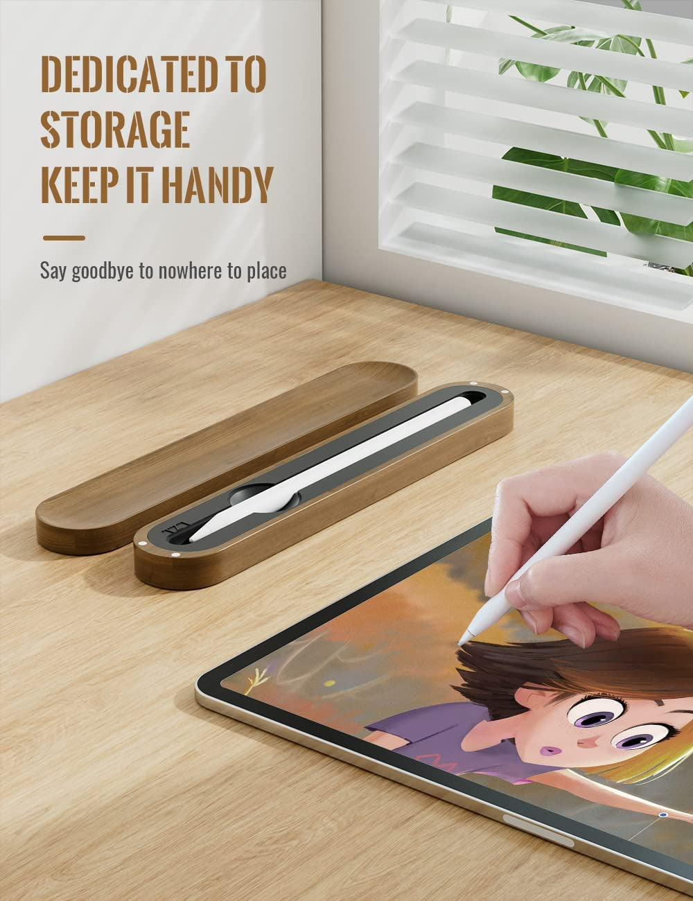 AFOOYO Walnut Case Holder for Apple Pencil 1St and 2Nd Generation Premium Carrying Case Protective Silicone Base Sleeve Compatible with Apple Pen Accessories, Pen Tips, Caps (Pencil with Thin Case)  AFOOYO   