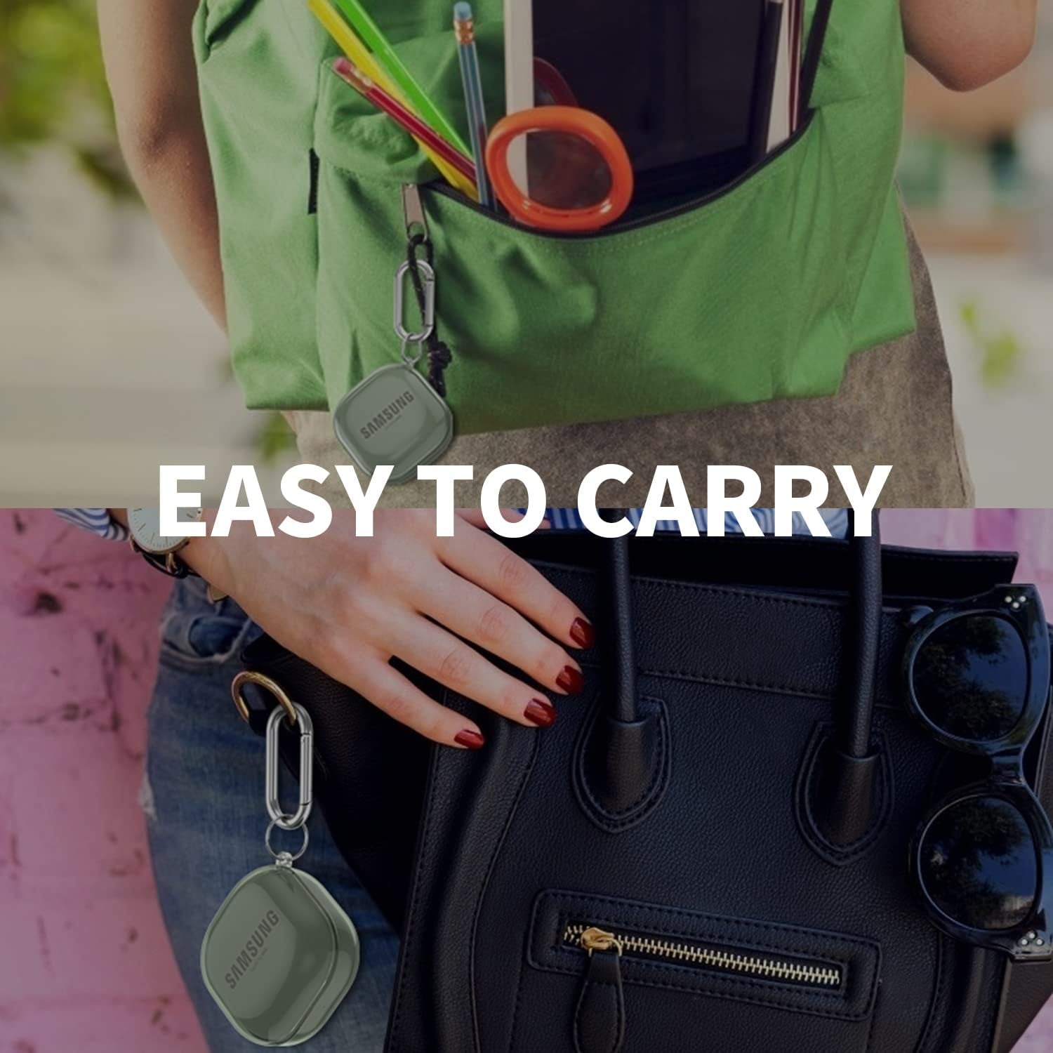 AIIKO Compatible Galaxy Buds 2 Pro Case 2022/Galaxy Buds 2/Pro Case 2021 /Galaxy Buds Live Case 2020 Clear Soft TPU Shockproof Case Protective Cover for Samsung Earbuds with Keychain - Clear Green  AIIKO   