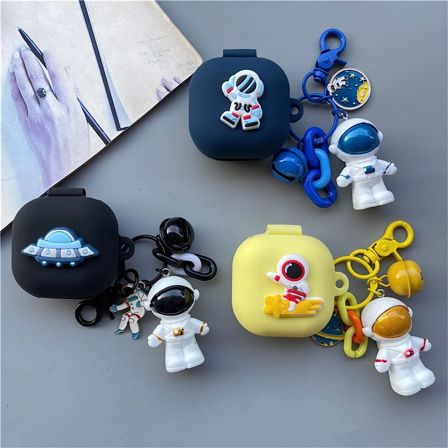 SKPY Cases for Samsung Galaxy Buds2 Pro/Buds 2/Buds Pro/Buds Live with Pendant, Cute Silicone Astronaut Cartoon Shockproof Cover for Girls Boys  SKPY   