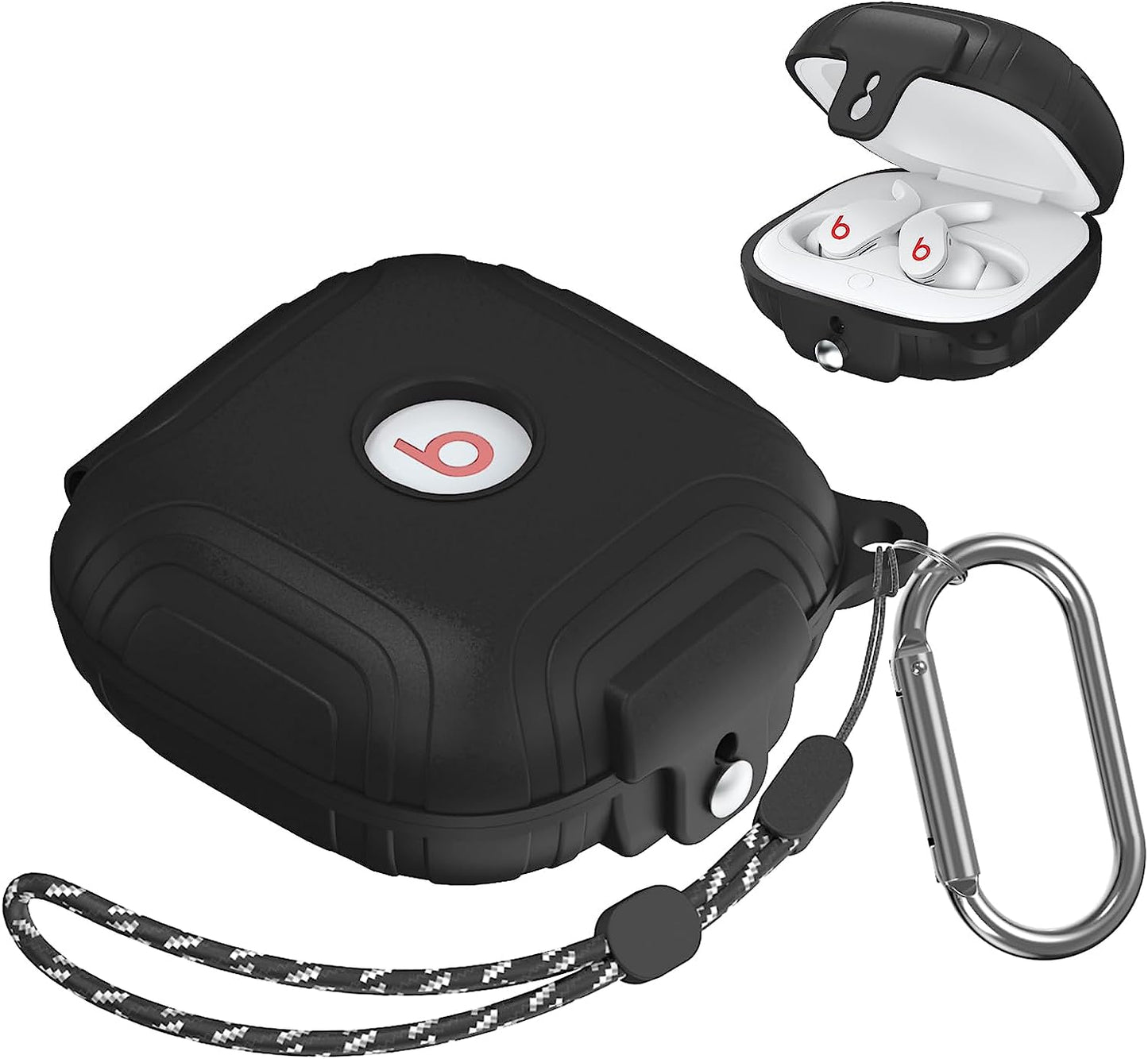 [Lock Buckle] Beats Fit Pro Case Cover, Silicone Protector Case for Apple Beats Fit Pro, Shockproof Beats Fit Pro Earbuds Case, Skin Full Protective Shell with Keychain/Lanyard Accessories (Blue)  UCPOVT Black  