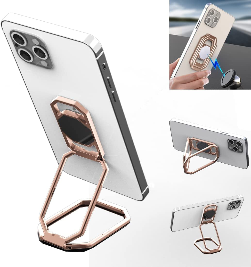 Phone Ring Holder Metal Kickstand 360° Foldable Swivel Cell Phone Finger Grip Stand Compatible with Iphone Ipad Smartphones Tablet  Rimyam HollowoutRoseGold  
