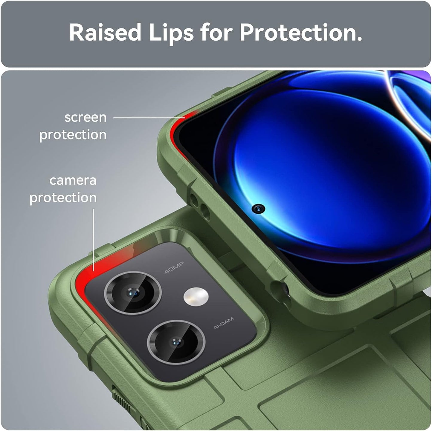 Ephoou Slim Phone Case for Xiaomi Redmi Note 12 5G,Rugged Shield Protective Cover with Military Grade Shockproof Protection Case Compatible with Xiaomi Redmi Note 12 5G/Xiaomi Poco X5 6.67" Hd-Green  Ephoou   