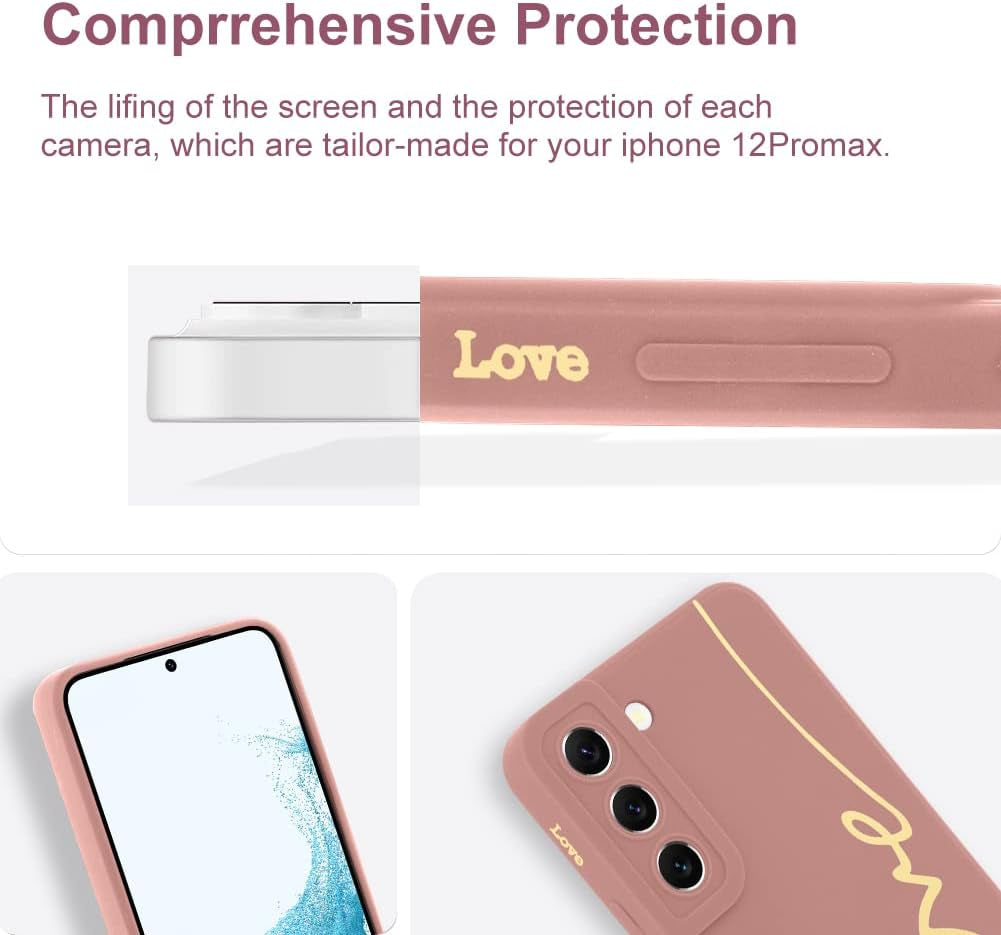 MOWIME for Samsung Galaxy S22 plus Case, Back Cute Plating Love Letter Graphic with Anti-Fall Lens Cameras Cover Protection Soft TPU Shockproof Anti-Fingerprint Phone Cases for Women Girls Men-Pink  MOWIME   