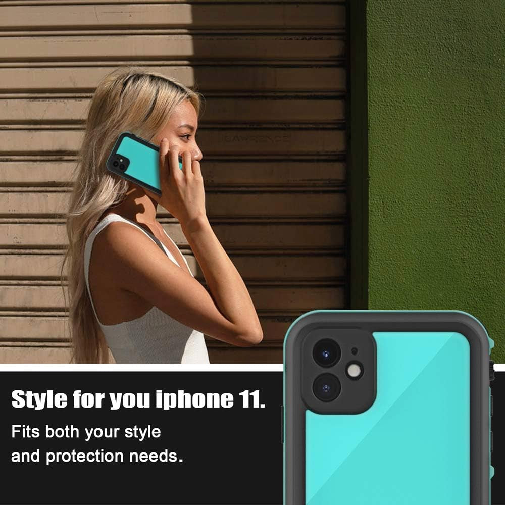 ZWWADR for Iphone 11 Waterproof Case with Screen Protector Full Body Protector Shockproof Dustproof Dirtproof Heavy Duty IP68 Waterproof Case for Iphone 11(6.1Inch) (Teal)  ZWWADR   