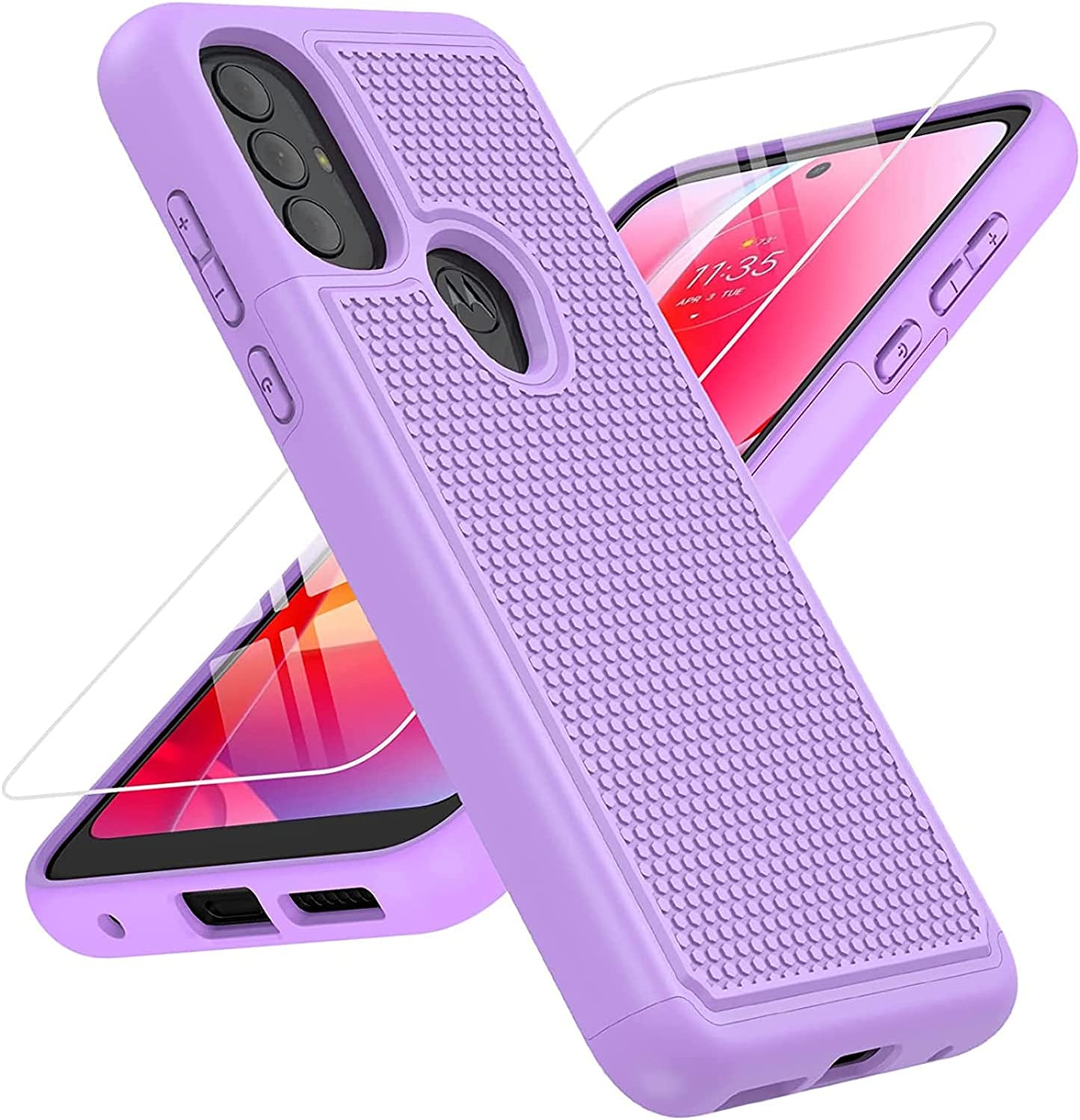 BNIUT for Motorola Moto G Power 2022 Case: Moto G Play 2023 Case & Moto G Pure 2021 Case - Dual Layer Protective Heavy Duty Phone Cover Shockproof Rugged with Non Slip Textured (Burgundy Purple)  binghexin Girly Purple  