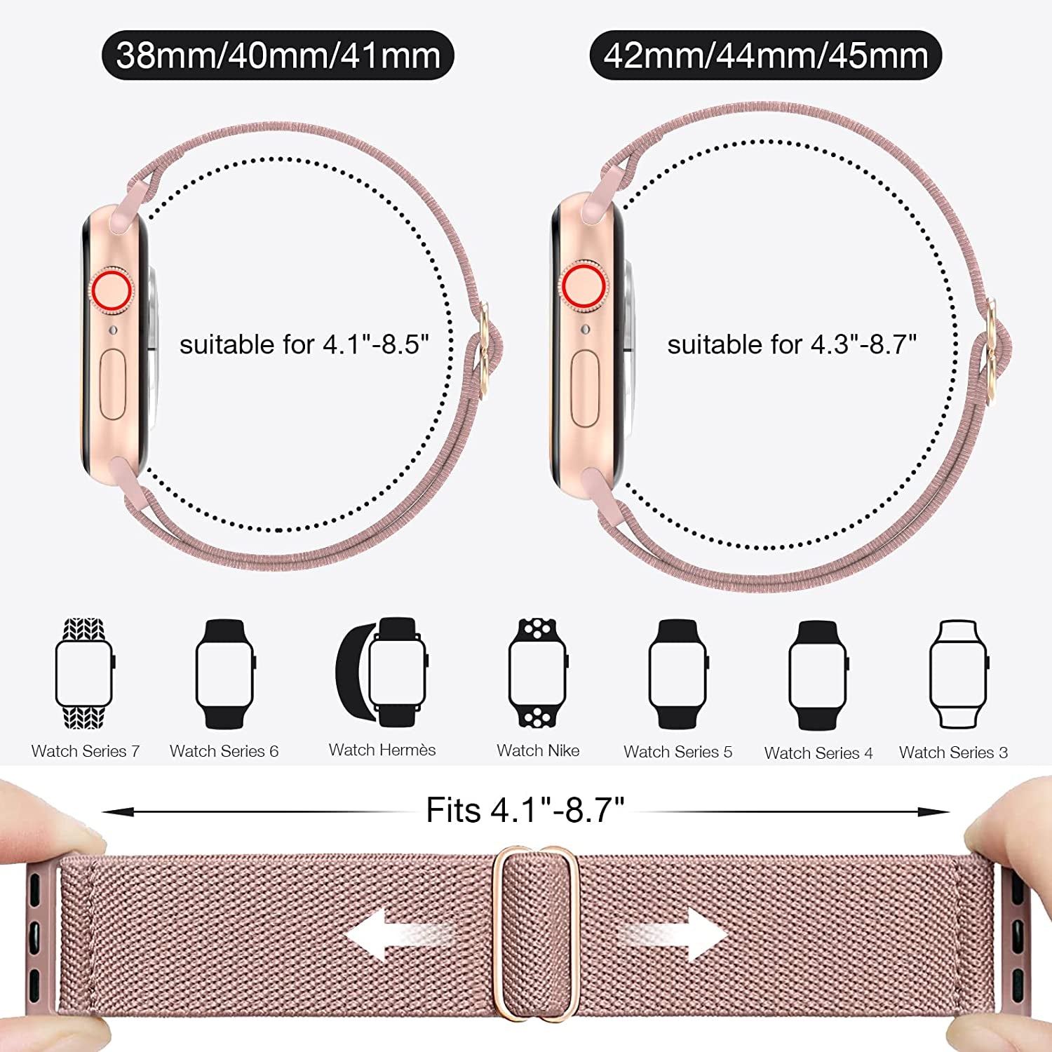 BELONGME 6 Packs Stretchy Nylon Solo Loop for Apple Watch Band Series Ultra SE 8 7 6 5 4 3 2 1 40Mm 38Mm 44Mm 42Mm 45Mm 41Mm 49Mm, Women and Men Sport Apple Watch Bands Replacement for Iwatch Bands  BELONGME   