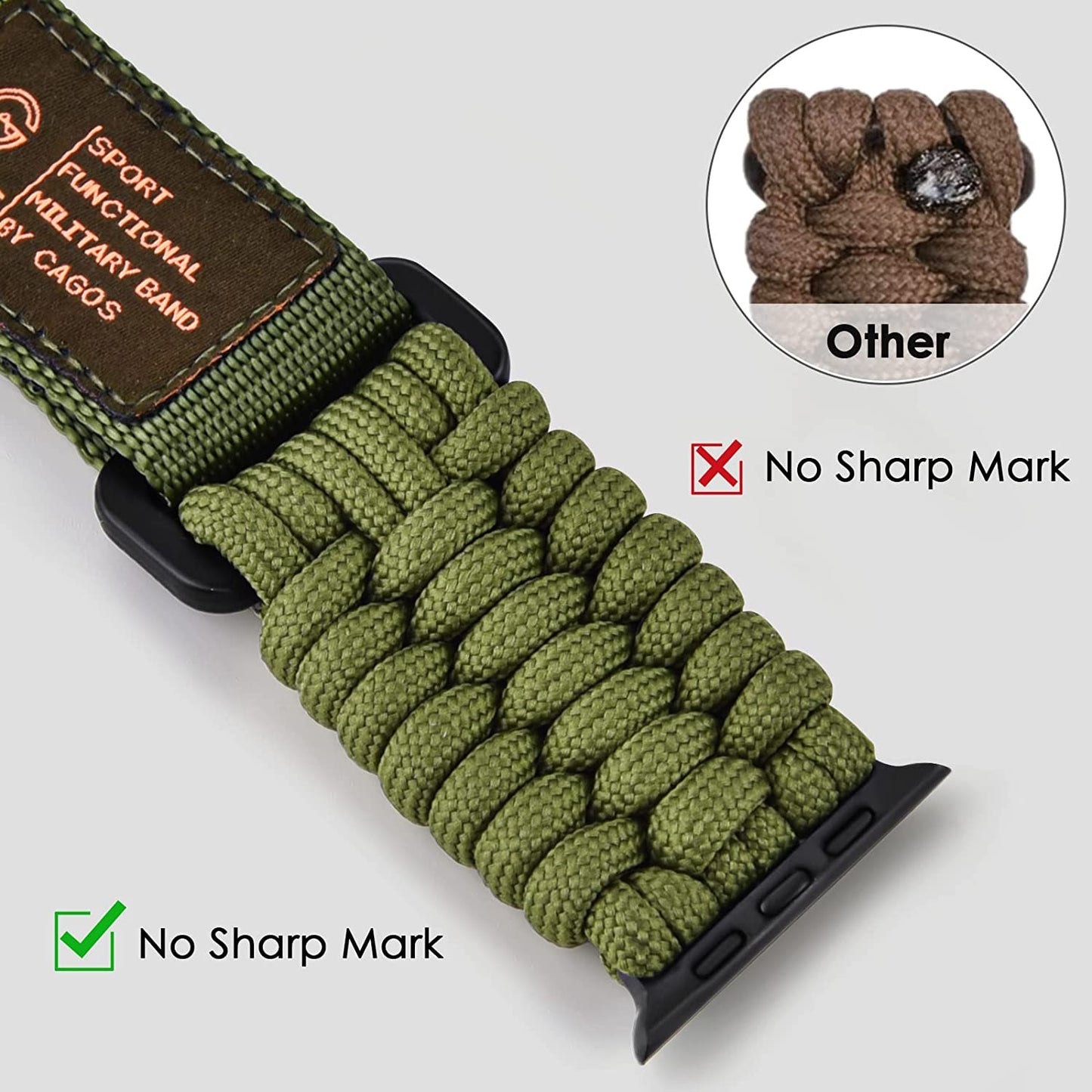 CAGOS Compatible with Apple Watch Band 49Mm 45Mm 44Mm 42Mm, Rugged Survival Paracord Nylon Strap Braided Sport Loop for Iwatch Bands Ultra Series 8 7 6 5 4 3 2 1 SE Men  CAGOS   