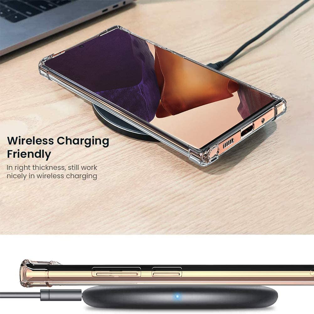 KIOMY Crystal Clear Case for Samsung Galaxy Note 20 Ultra 5G Hybrid Design Hard PC Back Cover with Flexible TPU Raised Frame Shockproof Bumper Corners Protective Slim Fit anti Yellow Transparent Shell  KIOMY   