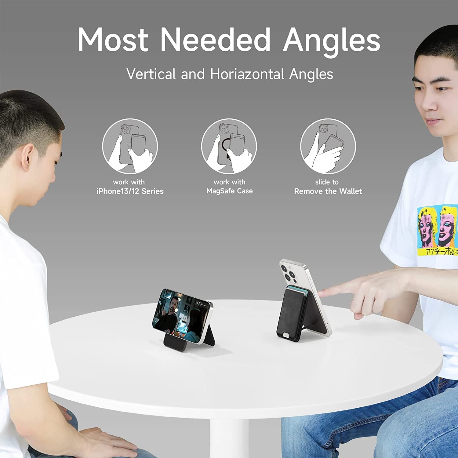 MAGKOTA Magsafe Wallet Stand Compatible with Iphone 14 Pro Max/14 Pro/14 Plus/14/Iphone 13 Pro Max/13 Pro/13/Iphone 12 Pro Max/12 Pro/12,Iphone Leather Wallet with Magnetic Stand, Max 3 Cards  MAGKOTA   