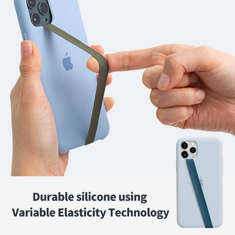Sinjimoru Silicone Stretching Strap as Phone Grip Holder, Slim Grip Tape for Iphone Case, Secure Phone Strap as Cell Phone Holder. Sinji Loop Black  Sinjimoru Co. Ltd   