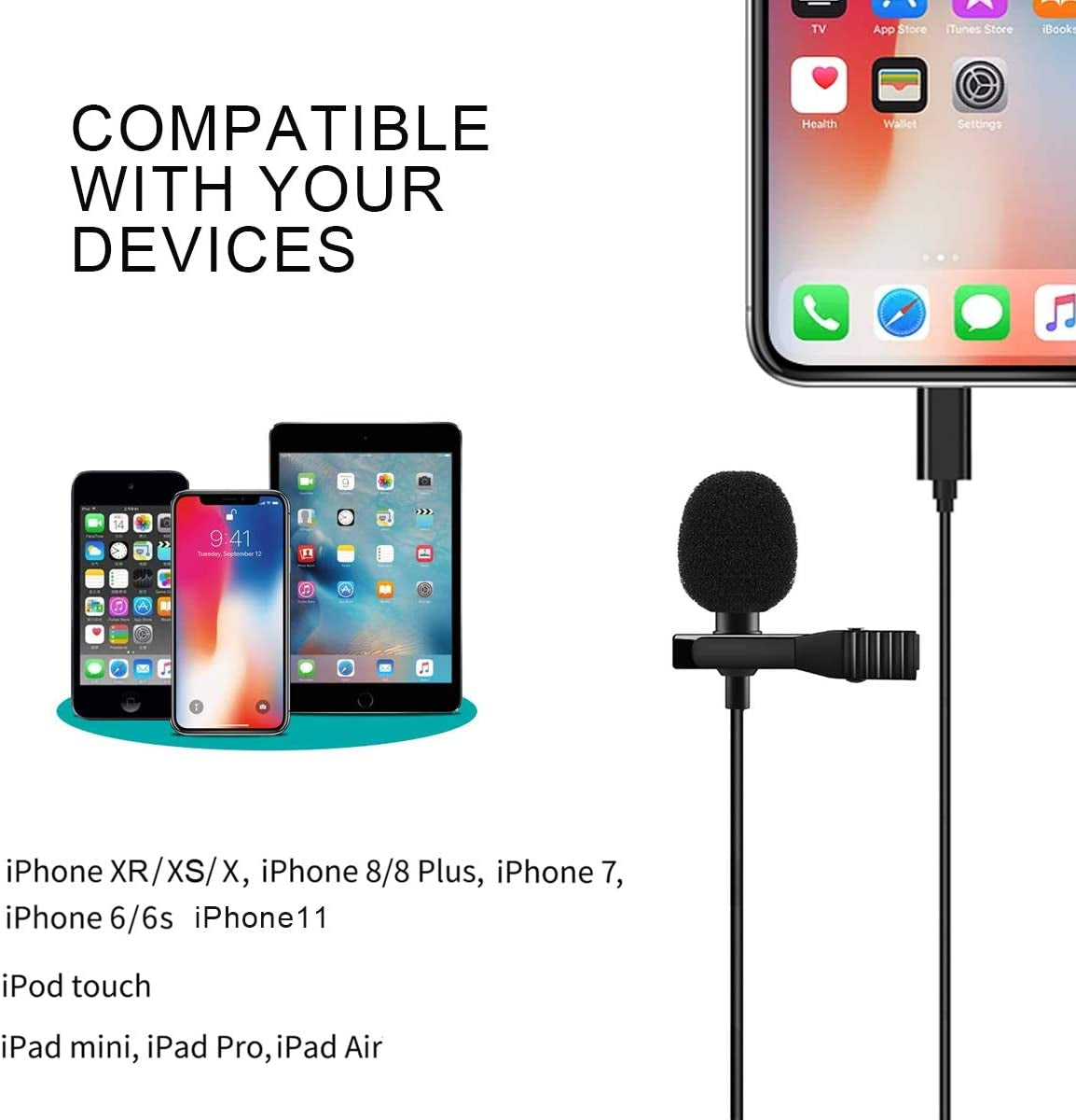 Valband Lavalier Microphone Professional for Iphone/Video Conference/Podcast/Voice Dictation/Youtube Grade Omnidirectional Phone Audio Video Recording Condenser Microphone (6M)  Valband   