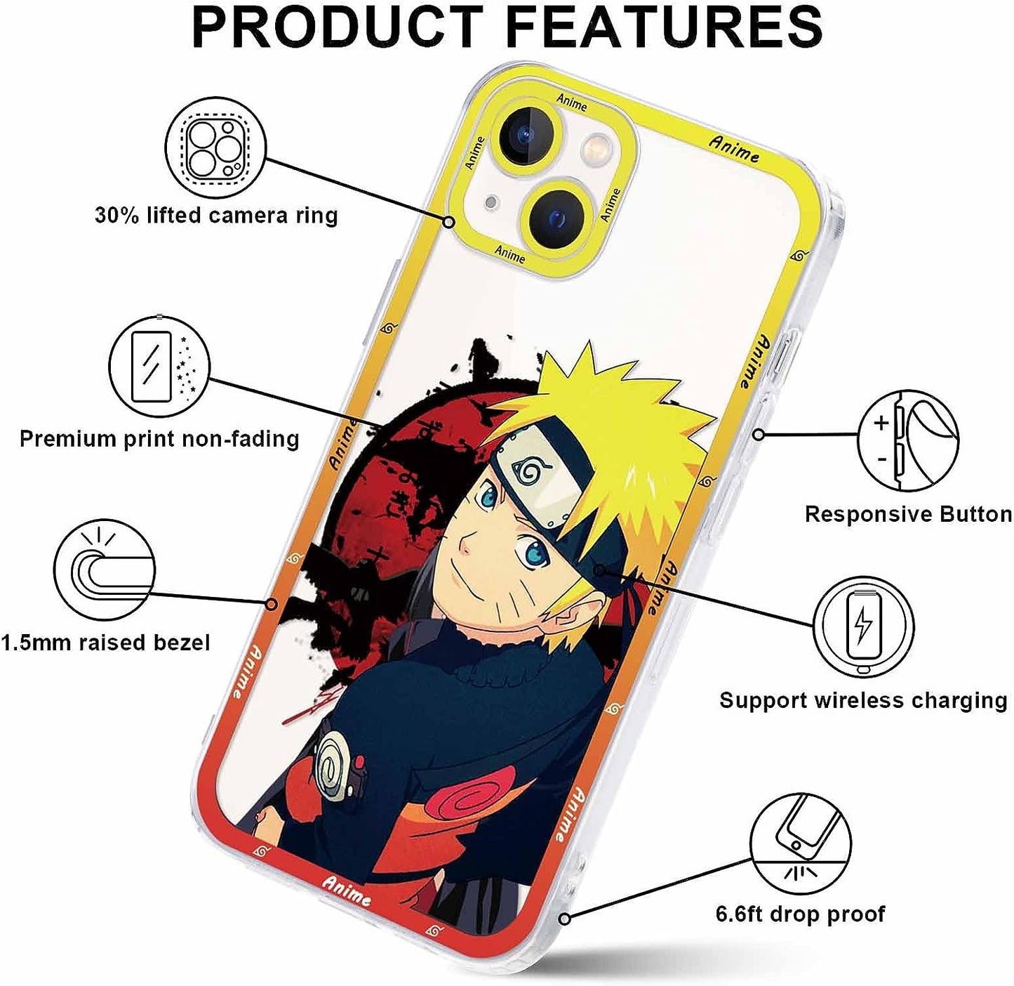 2 Pack Japanese Anime Case for Iphone 13 Mini Clear Case 5.4", Cool Manga Cute Pattern Design, Cartoon Character Cases for Men Boys Women Girls Kids, Soft TPU Funda Para Iphone13 Mini, Transparent  ZXT US   