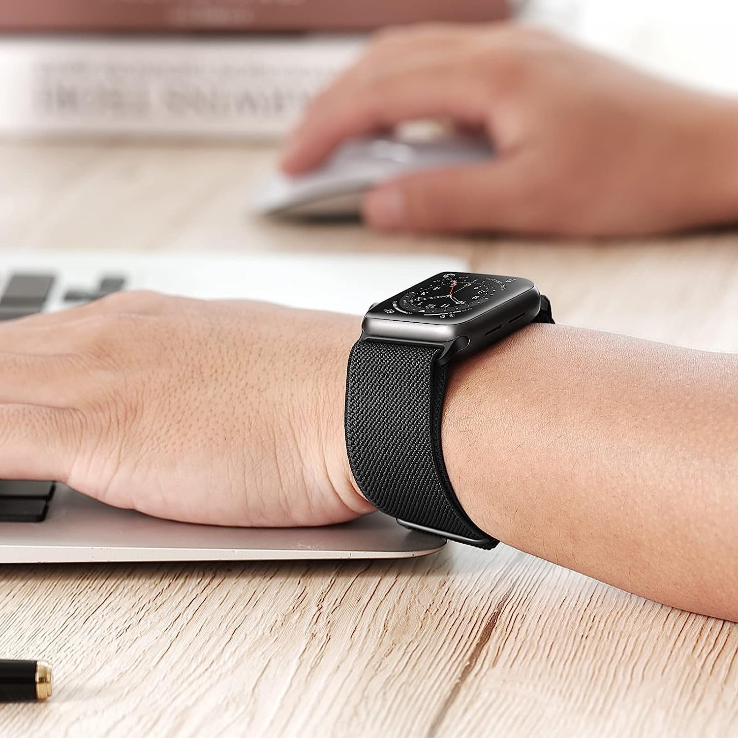 Fintie 2 Pack Stretchy Nylon Solo Loop Bands Compatible with Apple Watch 38Mm 40Mm 41Mm Iwatch Ultra SE2 SE Series 8 7 6 5 4 3 2 1, Adjustable Elastic Band Replacement Wristband Strap  Fintie   