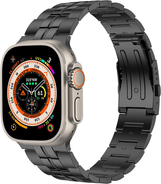 Iiteeology Compatible with Apple Watch Band 49Mm 45Mm 44Mm 42Mm 41Mm 40Mm 38Mm, Titanium Strap for Men with Double Button Clasp for Iwatch Ultra SE Series 8 7 6 5 4 3 2 1  iiteeology   