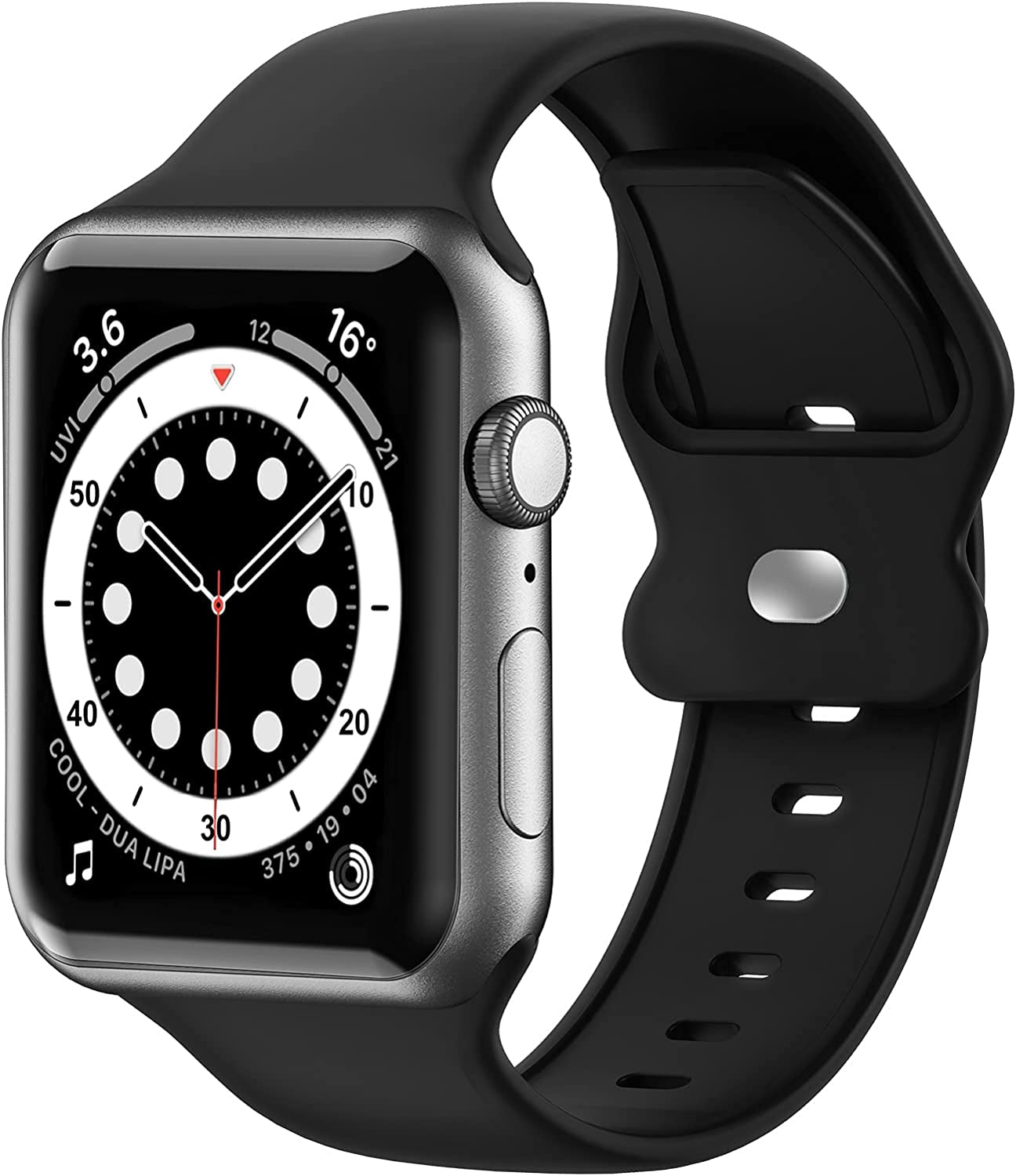 Upgrade Bands Compatible with Apple Watch Band 42Mm 44Mm 45Mm for Women Men-Soft Silicone Replacement Sport Watch Strap for Iwatch SE Series 7 6 5 4 3 2 1-Wristband  Gleiven Black 42 mm/44 mm/45 mm 