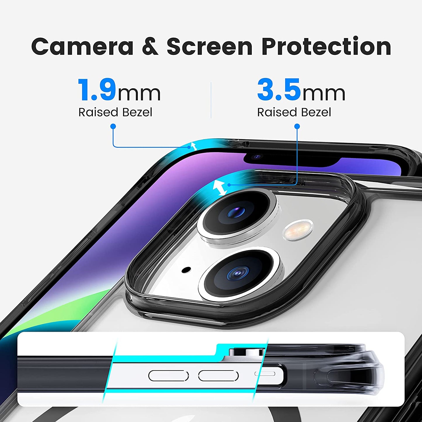 Mkeke Magnetic Designed for Iphone 14 Case for Iphone 13 Case Clear with Magsafe [Military Grade Drop Protection] [Not Yellowing] Shockproof Phone Case for Apple Iphone 13/14 - Black  Shenzhen Make Technology Company Limited   