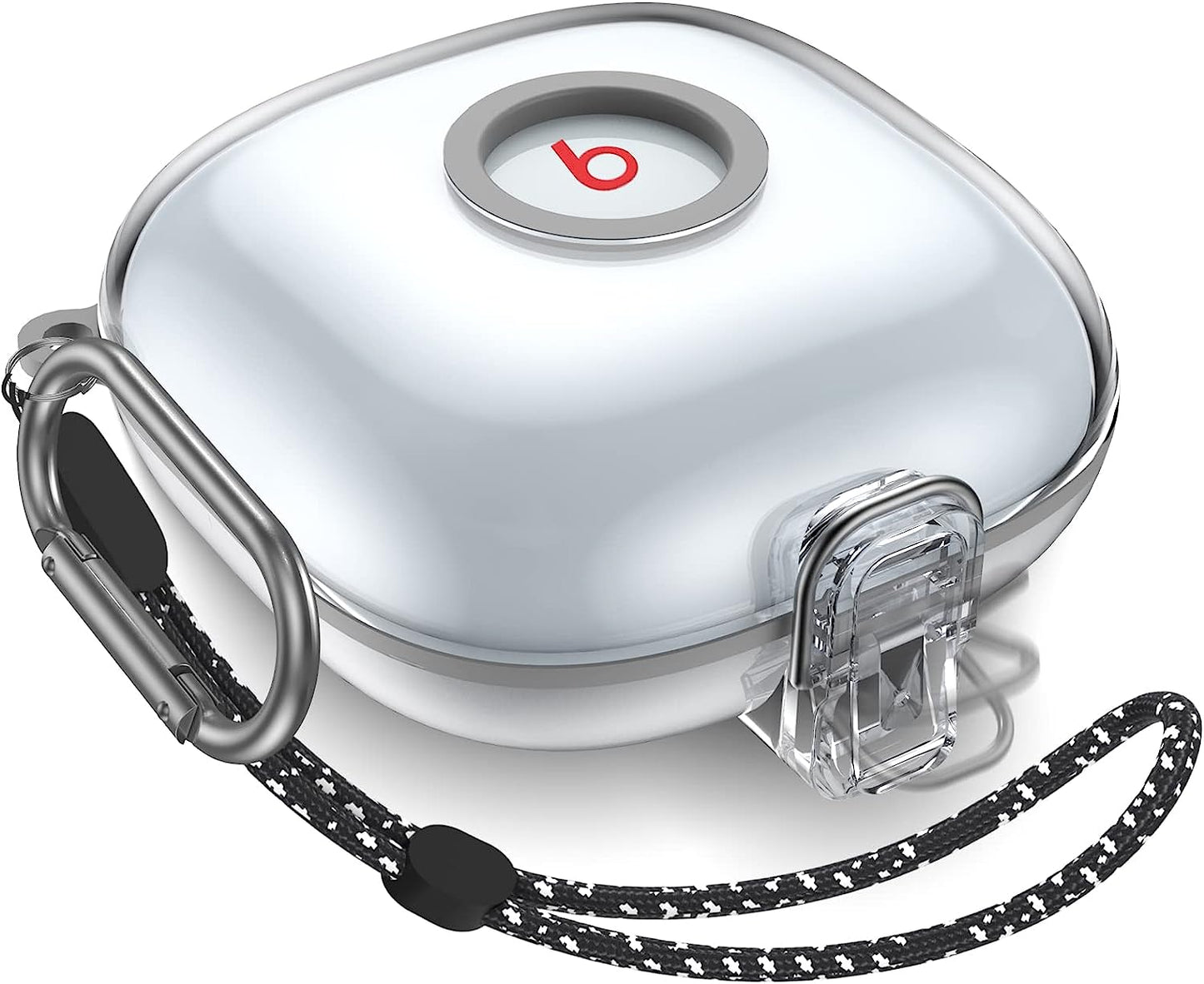 [Upgrade Lock] Case for Beats Fit Pro, Cover Compatible with Beats Fit Pro 2021 Earbuds Armor Shockproof Protective with Anti-Lost Lanyard Keychain (Clear Blue)  AIBEAMER Clear  