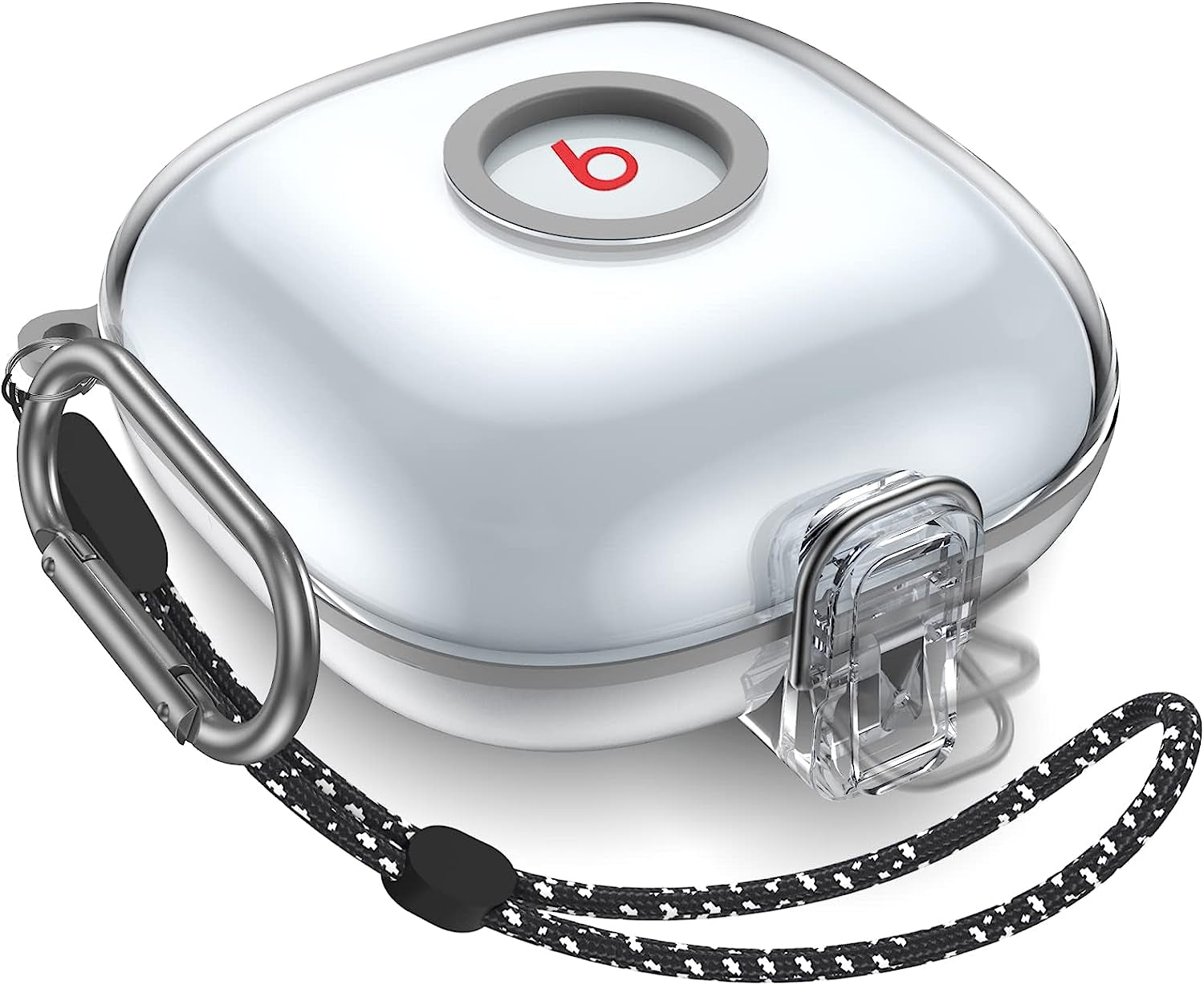 [Upgrade Lock] Case for Beats Fit Pro, Cover Compatible with Beats Fit Pro 2021 Earbuds Armor Shockproof Protective with Anti-Lost Lanyard Keychain (Clear Blue)  AIBEAMER Clear  