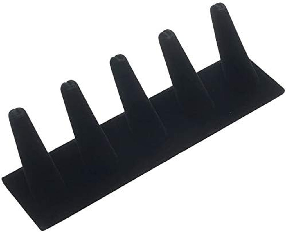 Novel Box® Single Finger Beige Linen Ring Stand Holder Jewelry Display 2X2X2 + NB Cleaning Cloth  Novel Box Black Velvet 5 (8X2X2") 