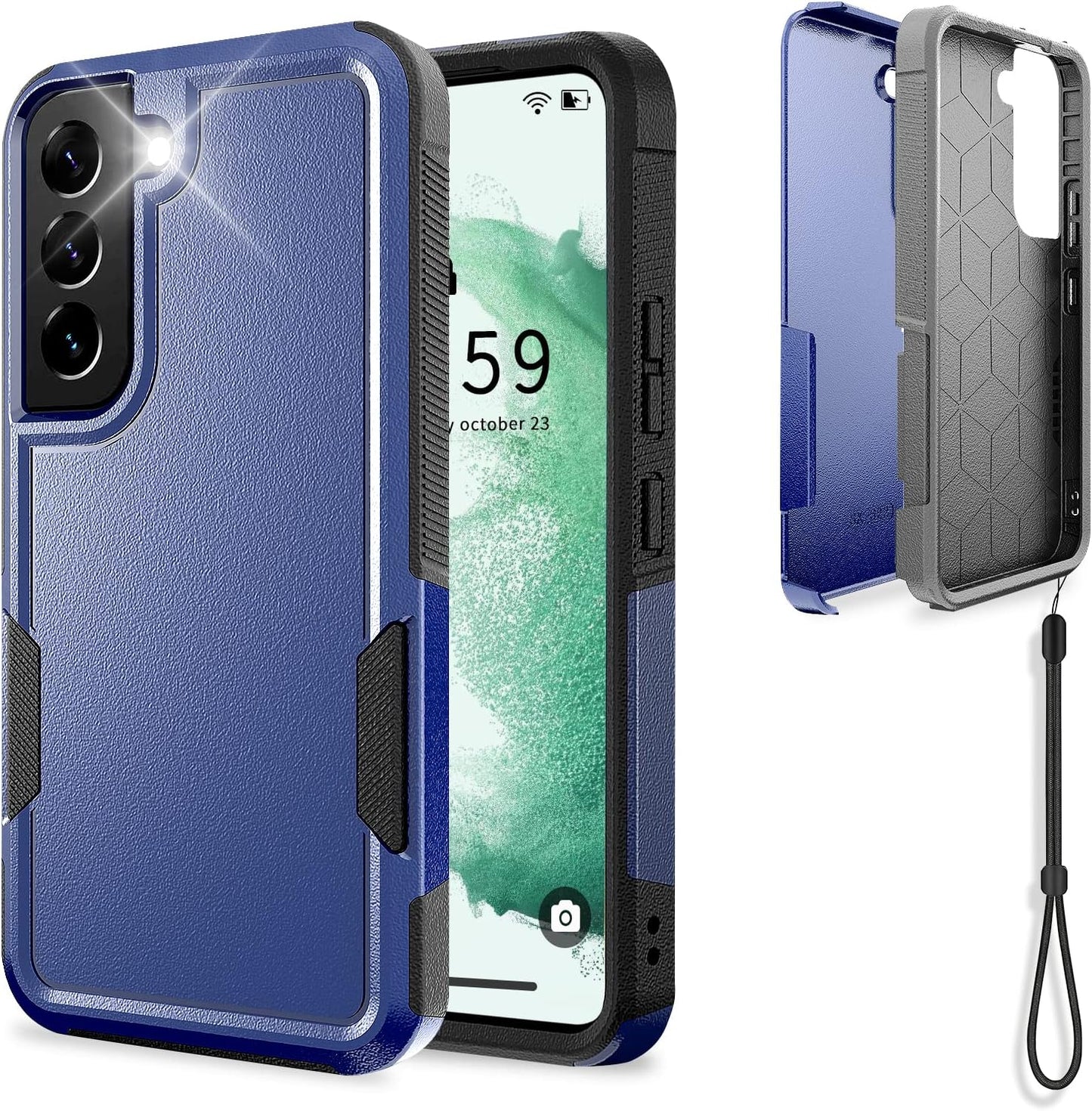 UNITEDTIME Compatible with Galaxy S22 plus Case Drop Protection Rugged Shockproof/Dust Proof Military Protective Tough Phone Cover for Samsung Galaxy S22 plus (Pink)  Unitedtime-Tech Navy Blue  