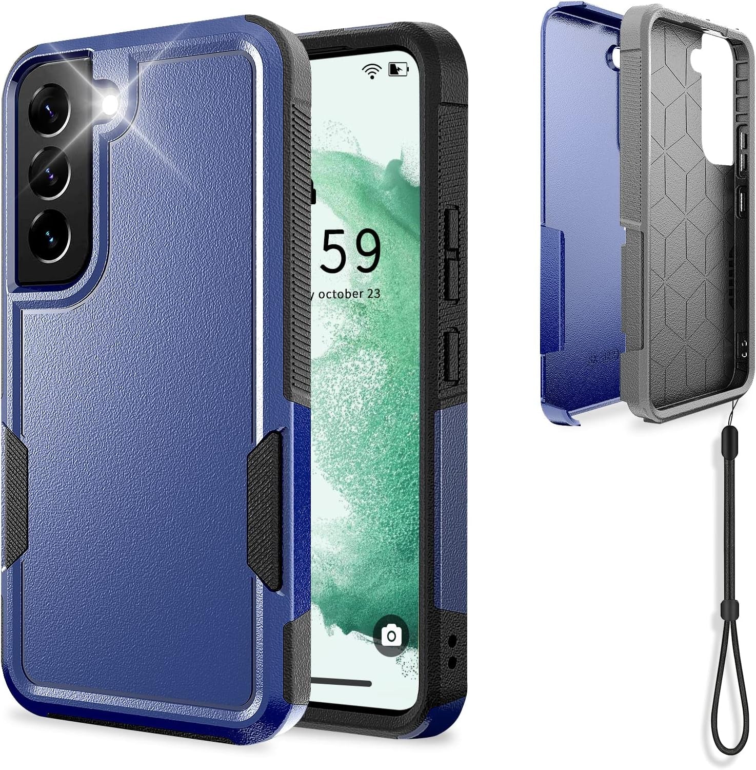 UNITEDTIME Compatible with Galaxy S22 plus Case Drop Protection Rugged Shockproof/Dust Proof Military Protective Tough Phone Cover for Samsung Galaxy S22 plus (Pink)  Unitedtime-Tech Navy Blue  