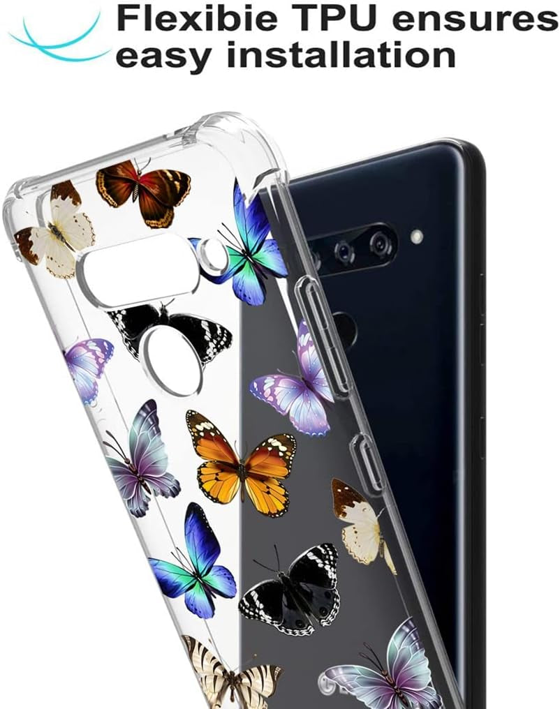 Yerebel Case for LG V40/V40 Thinq Case V405UA0 Cute Case, Clear Flexible Bumper TPU Soft Rubber Silicone Cover Phone Case for LG V40 Thinq (Butterfly)  Yerebel   