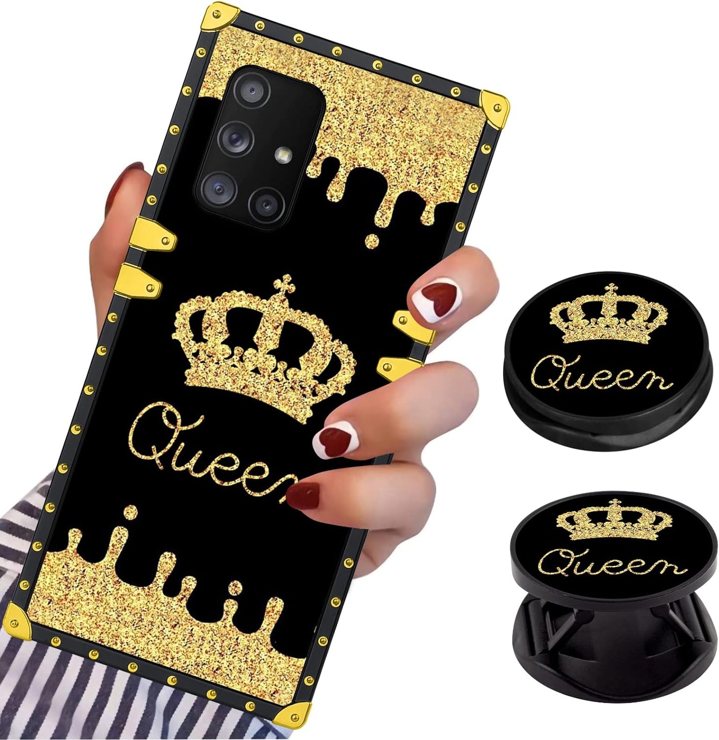 LSL Compatible with Samsung Galaxy Note 20 5G Square Phone Case, Queen Golden Crown Luxury TPU Plating Corner Shockproof Protection Cover for Women Girls, for Samsung Galaxy Note 20 5G  LSL For Samsung Galaxy A51 5G  