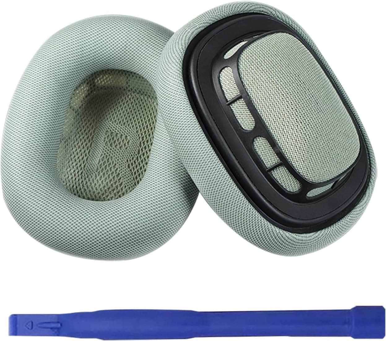 Replacement Ear Pads for Airpods Max Headphone Breathable Mesh Fabric Earpads Covers Easy to Install with Magnet Ear Pads Earmuff Repair Part(Dark Grey)  Adhiper Max-EP-Green Fabric  
