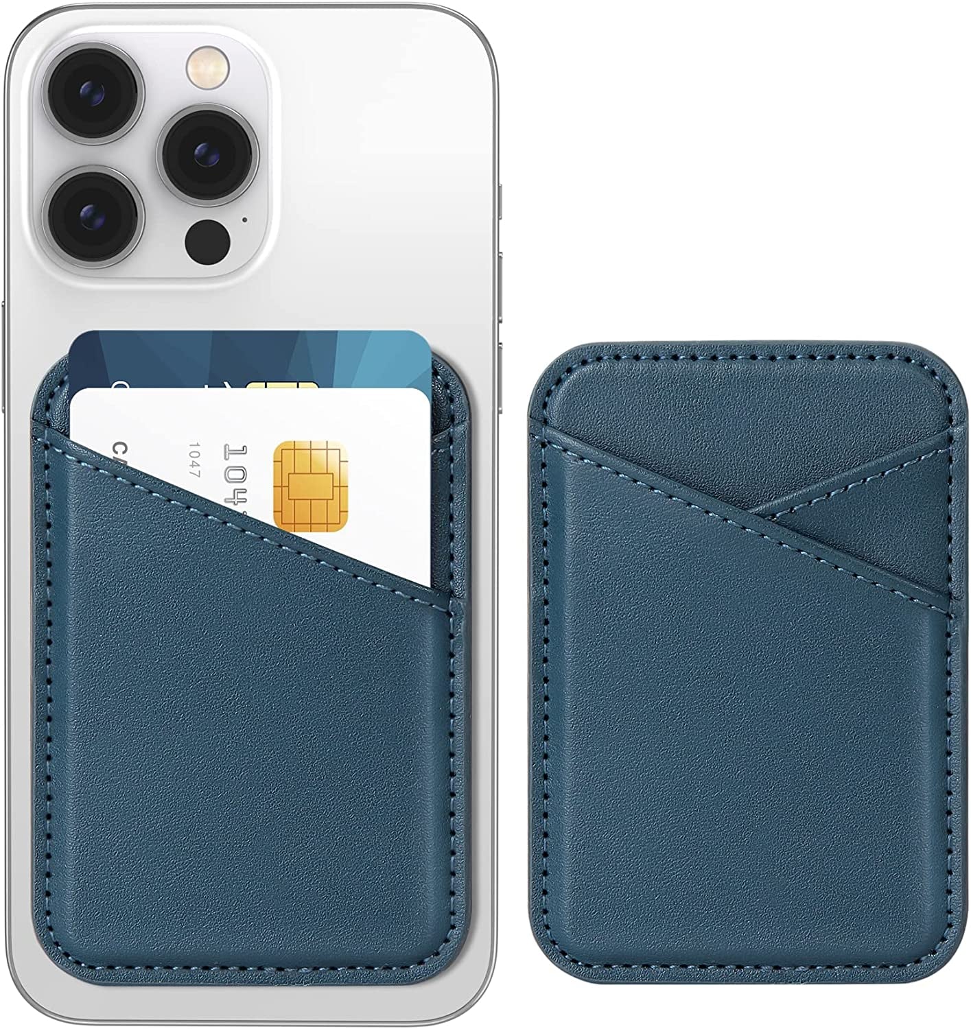 Miroddi Magnetic Card Wallet Holder with Magsafe for Back of Iphone 14/13/12 Series, Magsafe Wallet, Magsafe Leather Wallet, Independent Card Slot, Invisible Ultra-Thin, 3.85"X2.67"X0.12", [Pink]  Miroddi Blue  