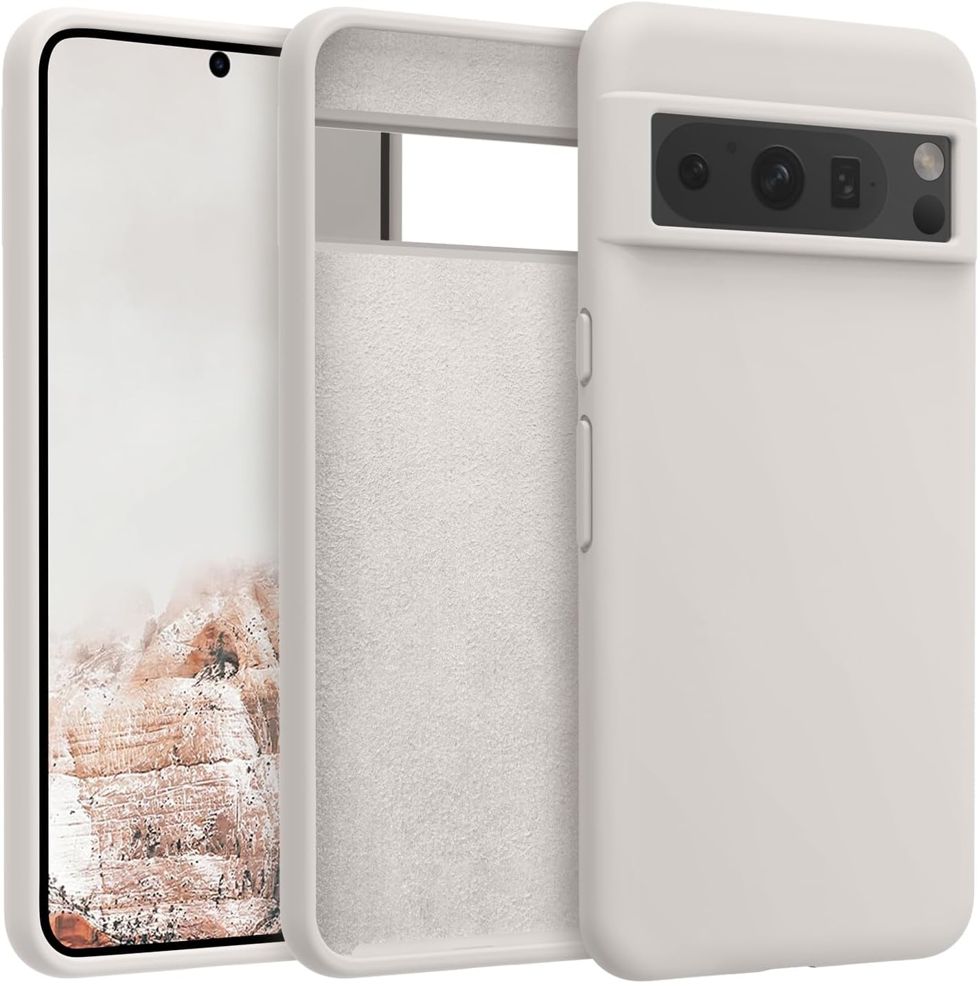 OTOFLY Designed for Pixel 8 Pro Case, Silicone Shockproof Slim Thin Phone Case for Google Pixel 8 Pro 6.7 Inch (Apricot)  OTOFLY Direct Stone  