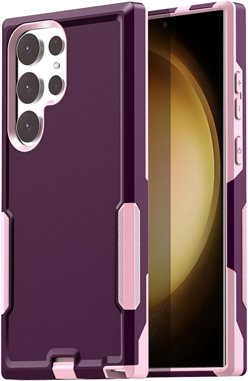 Aicase for Samsung Galaxy S23 Ultra Case,Heavy Duty Drop Protection Full Body Rugged Shockproof Military Protective Tough Durable Cover for Samsung Galaxy S23 Ultra 6.8"_Burgundy/Pink  AICase   