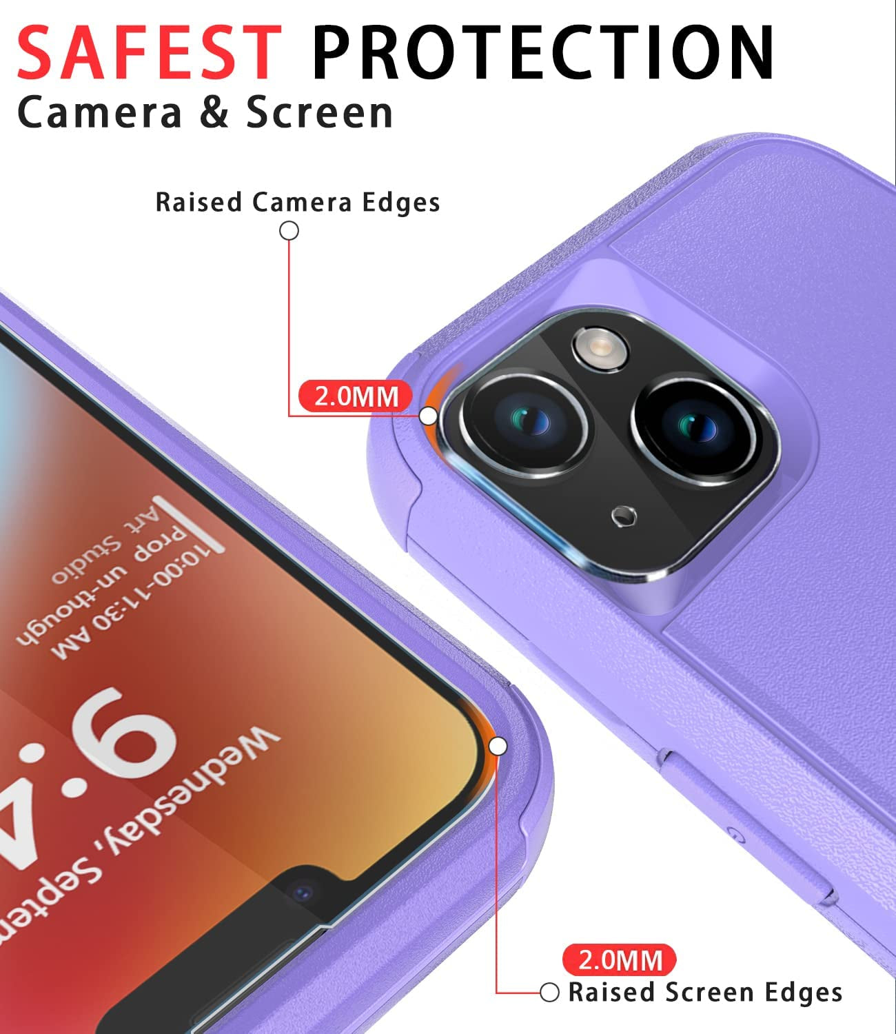Diverbox for Iphone 14 Case [Shockproof] [Dropproof] [Tempered Glass Screen + Camera Lens Protector],Heavy Duty Protection Phone Case Cover for Apple Iphone 14 (Purple)  Diverbox   
