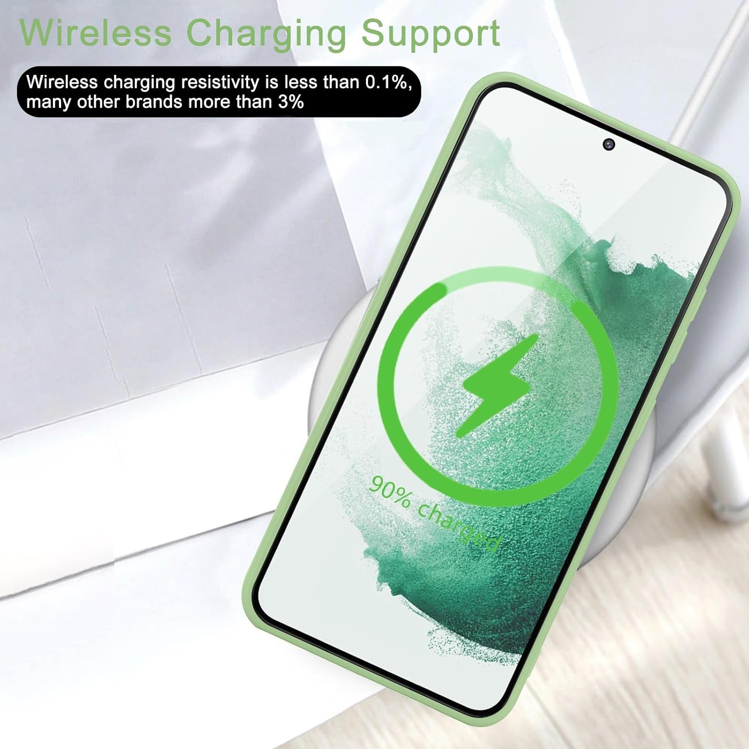 Wirvyuer for Samsung Galaxy S22 Case Cute Slim Shockproof Phone Case with Wireless Charging Support and Protection, Lime Green  Wirvyuer   