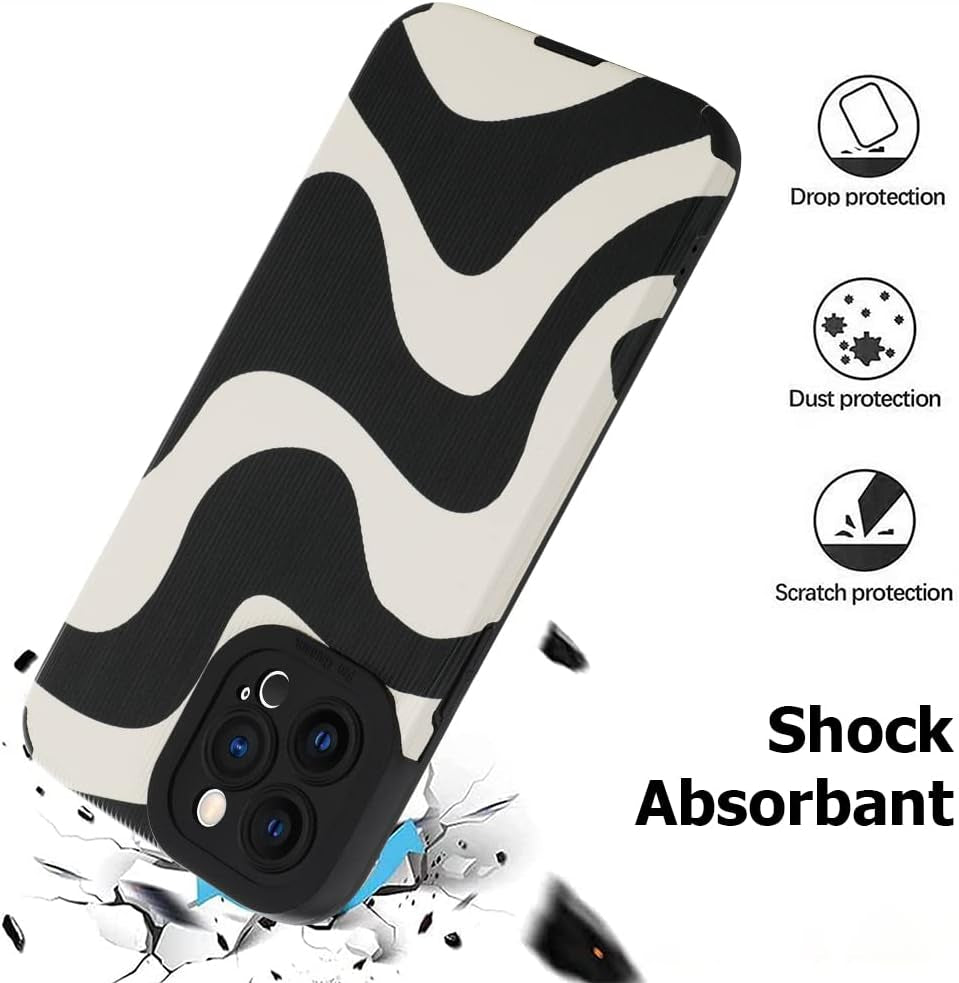 Wlxee Compatible Iphone 12 Pro Max 6.7 "2020 Wave Pattern Mobile Phone Case, Soft TPU Bumper Silicone Glue Mobile Phone Case Cute Zebra Pattern Pattern Designed for Female Girls  Wlxee   