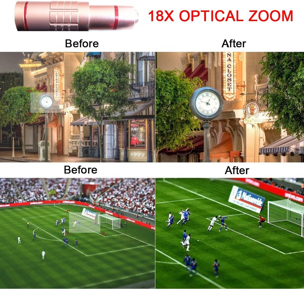 Youniker Optical Camera Lens Kit for Iphone 7 Plus,18X Manual Focus Telephoto Lens for Iphone 7 Plus,Including 18X Aluminum Zoom Telescope Camera Lens with Tripod + Iphone7 plus Case  Youniker   