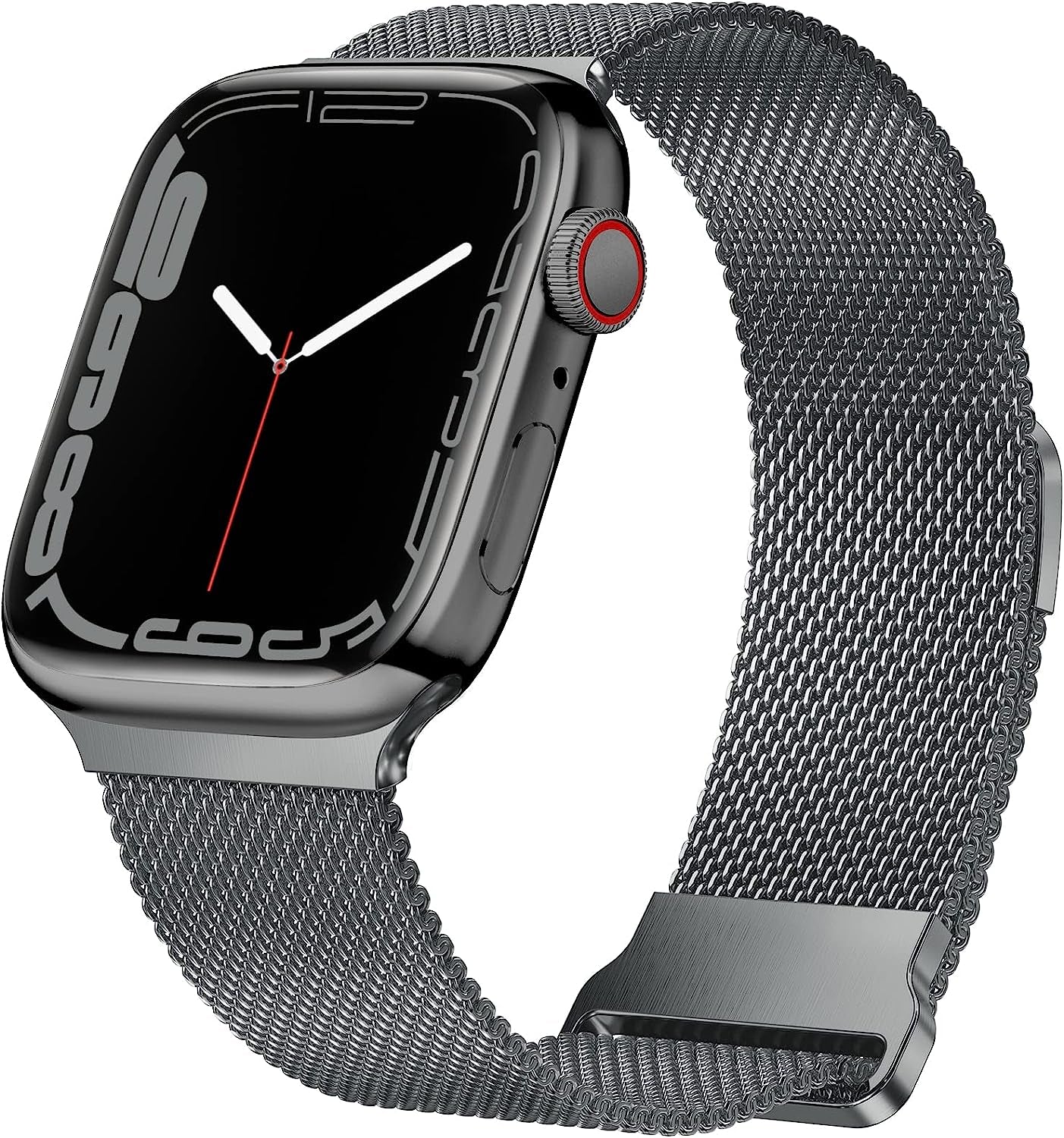 Geoumy Magnetic Band Compatible with Apple Watch 38Mm 40Mm 41Mm 42Mm 44Mm 45Mm 49Mm, Stainless Steel Mesh Milanese Strap, Metal Wristband for Iwatch SE Series 8 7 6 5 4 3 2 1 for Women Men  Geoumy Space Gray 38mm/40mm/41mm 
